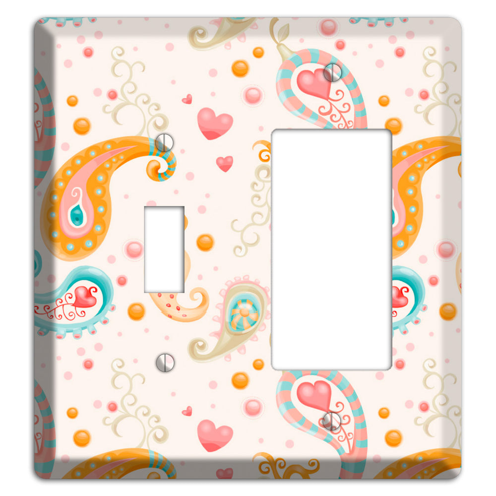 Multi Color Paisley Toggle / Rocker Wallplate