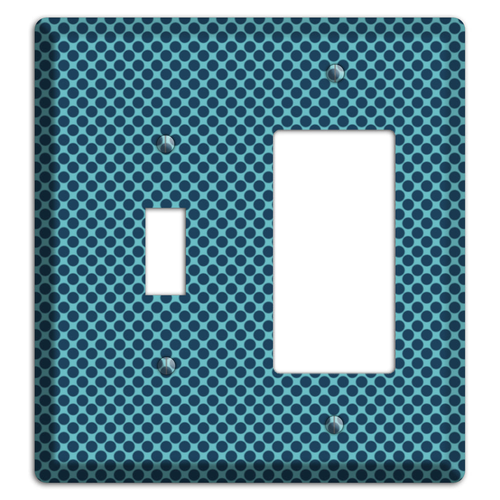 Turquoise with Blue Packed Polka Dots Toggle / Rocker Wallplate