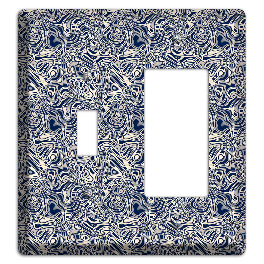 Blue Psychedelic Swirl Toggle / Rocker Wallplate