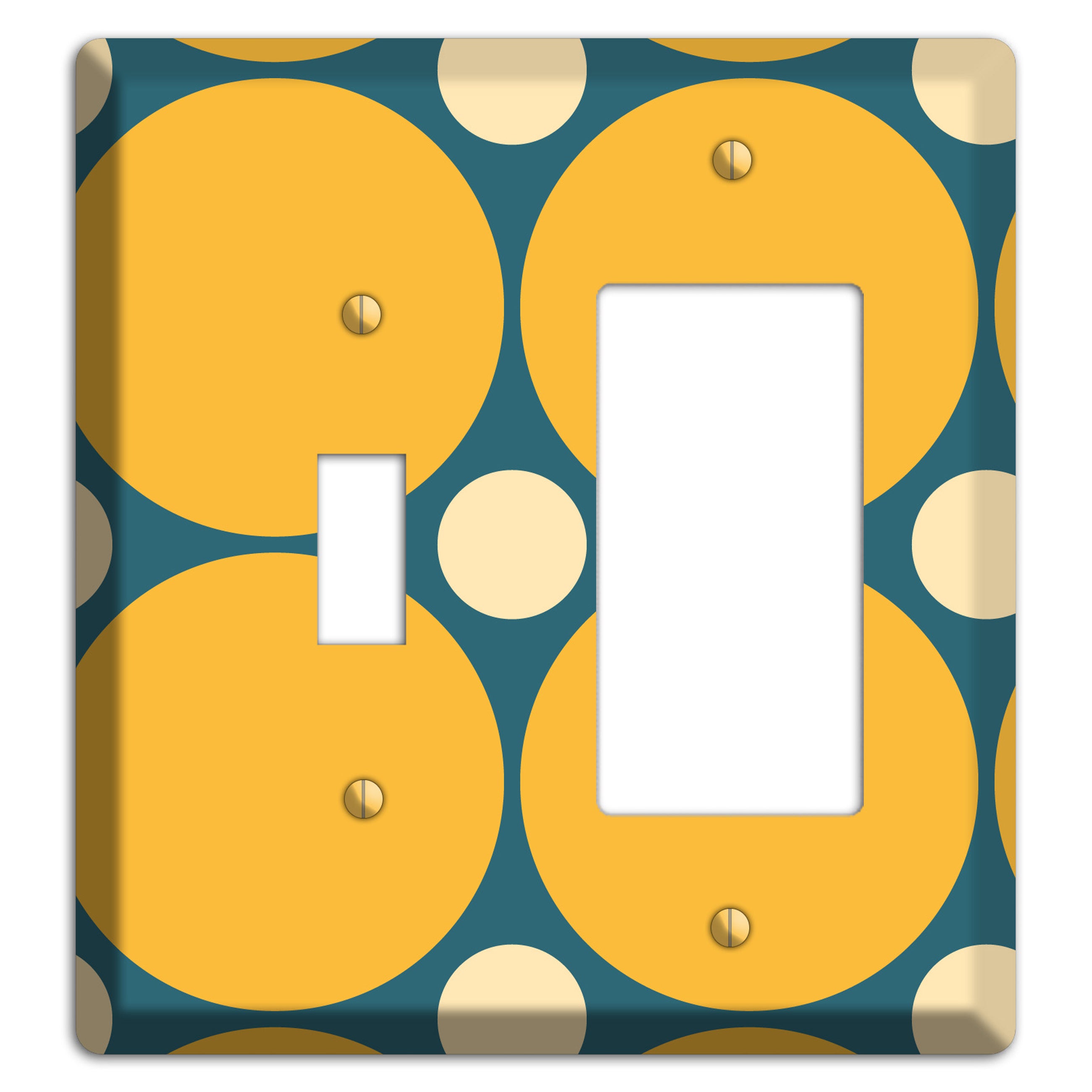 Jade with Mustard and Beige Multi Tiled Large Dots Toggle / Rocker Wallplate