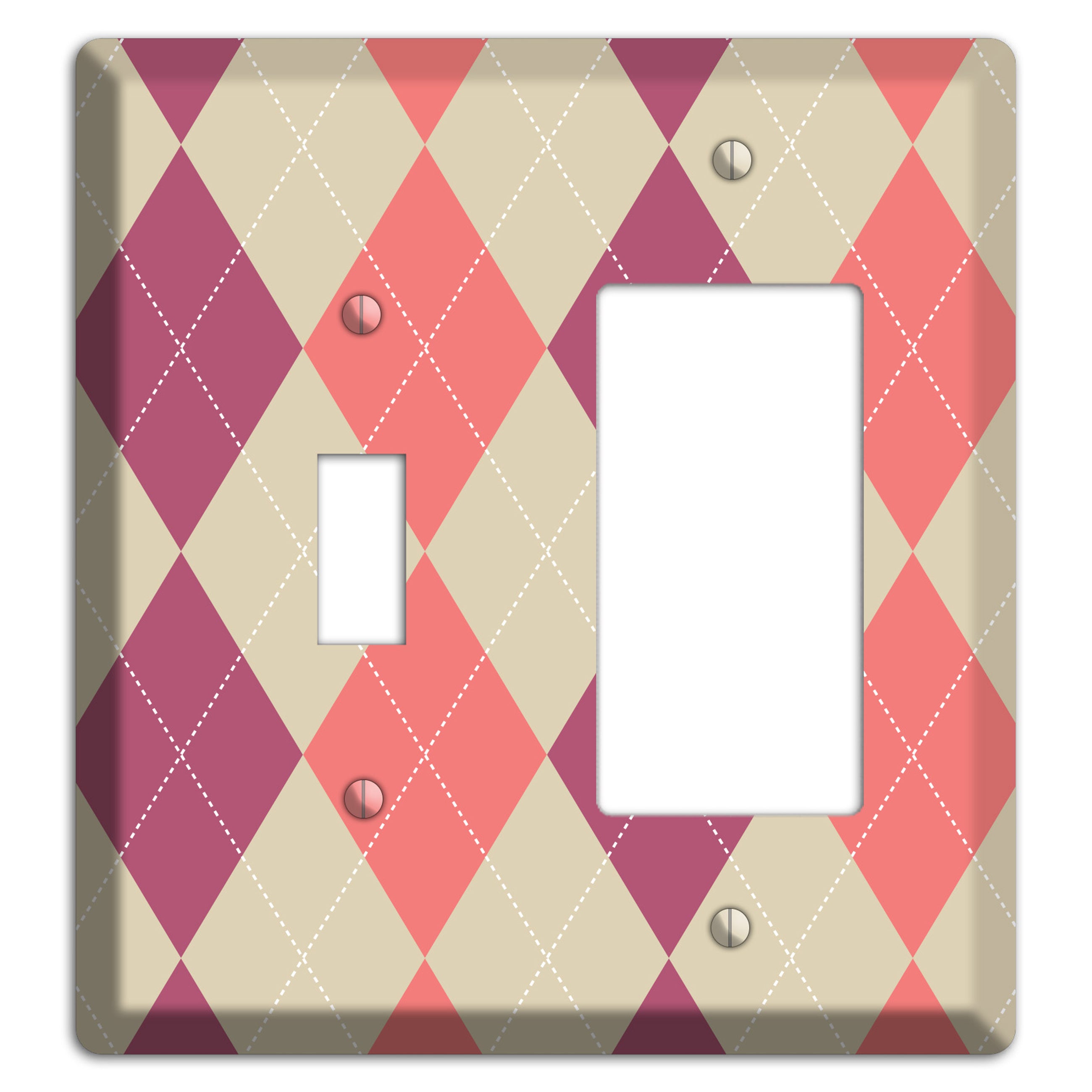 Pink and Tan Argyle Toggle / Rocker Wallplate