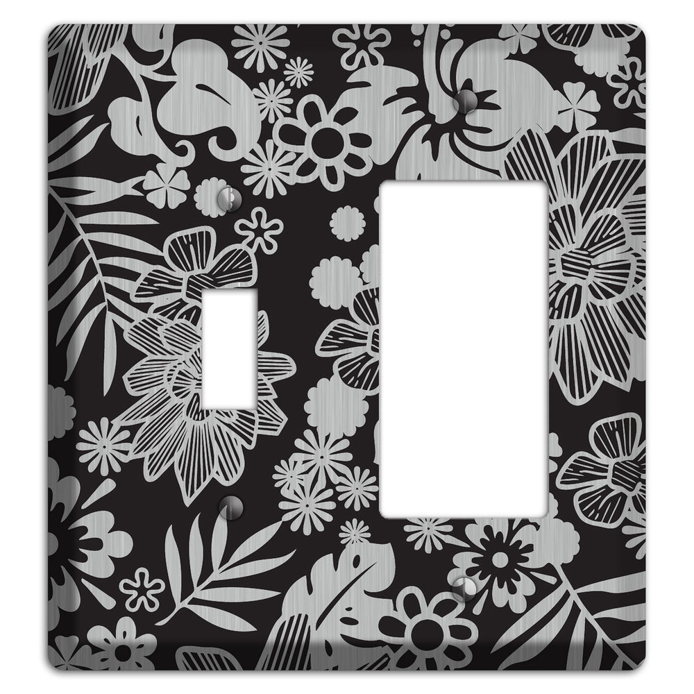 Black with Stainless Steel Tropical Toggle / Rocker Wallplate