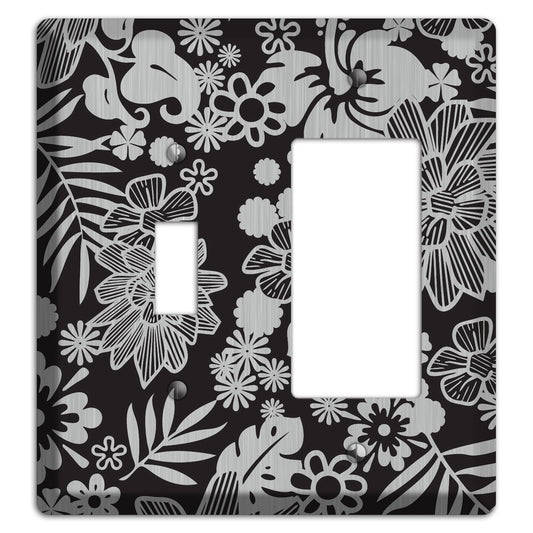 Black with Stainless Tropical Toggle / Rocker Wallplate