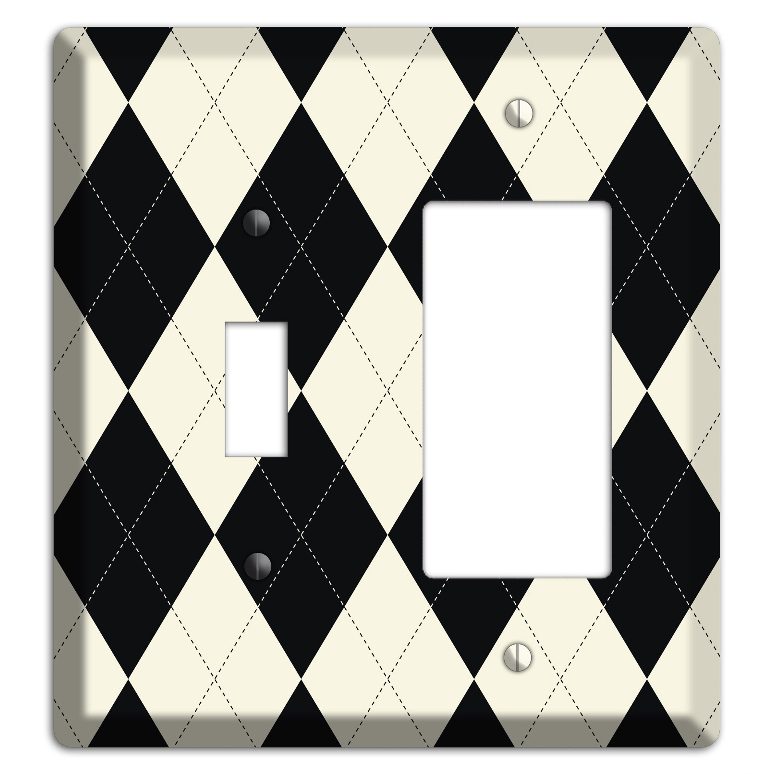 Black and Tan Argyle Toggle / Rocker Wallplate