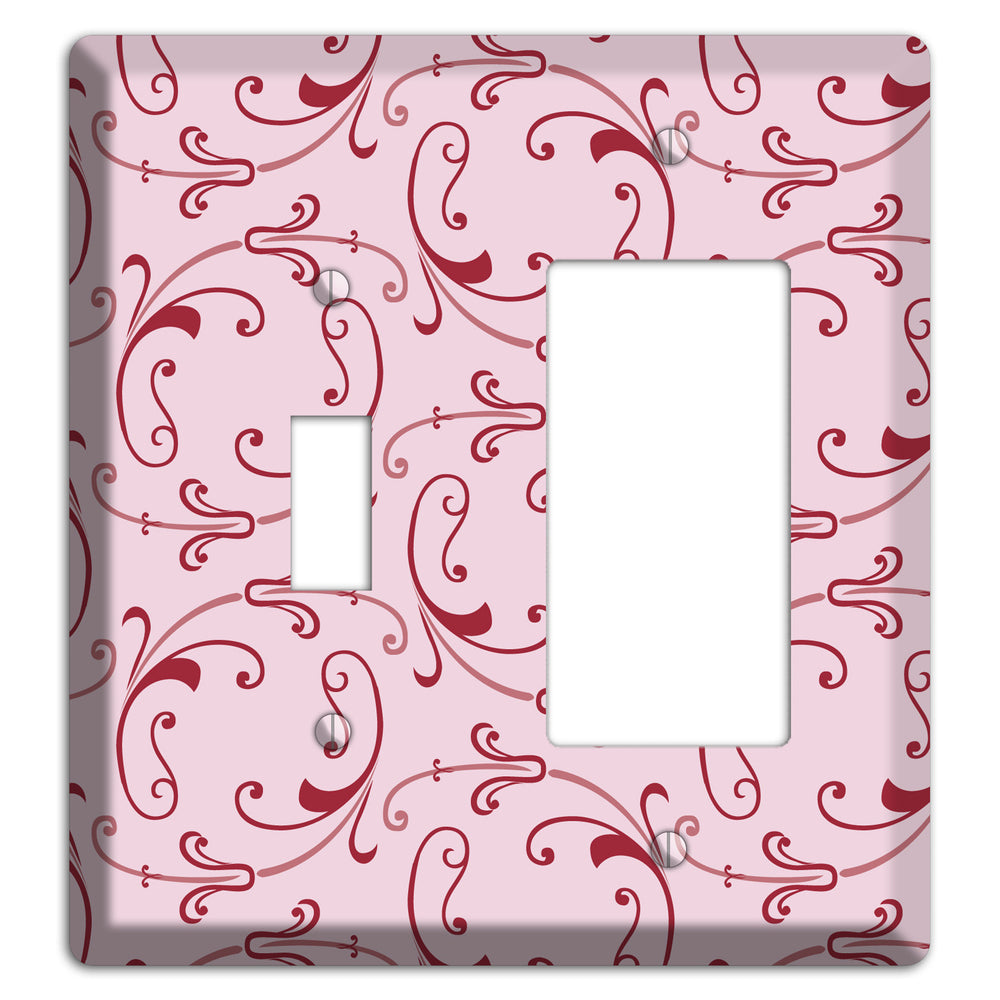 Pink Victorian Sprig Toggle / Rocker Wallplate