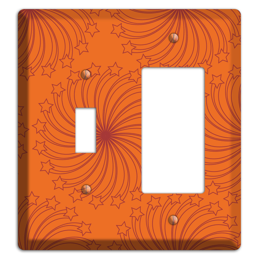 Multi Orange Star Swirl Toggle / Rocker Wallplate