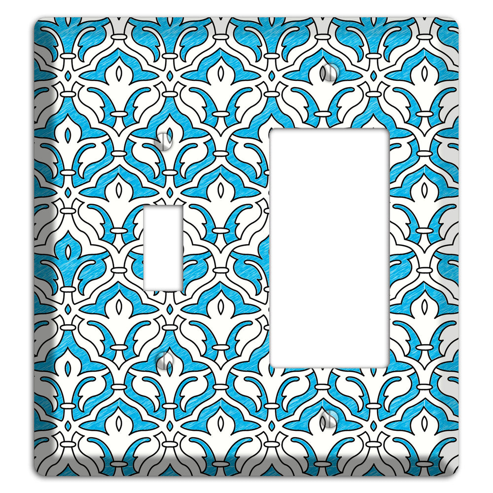 Blue Scallop Tapestry Toggle / Rocker Wallplate