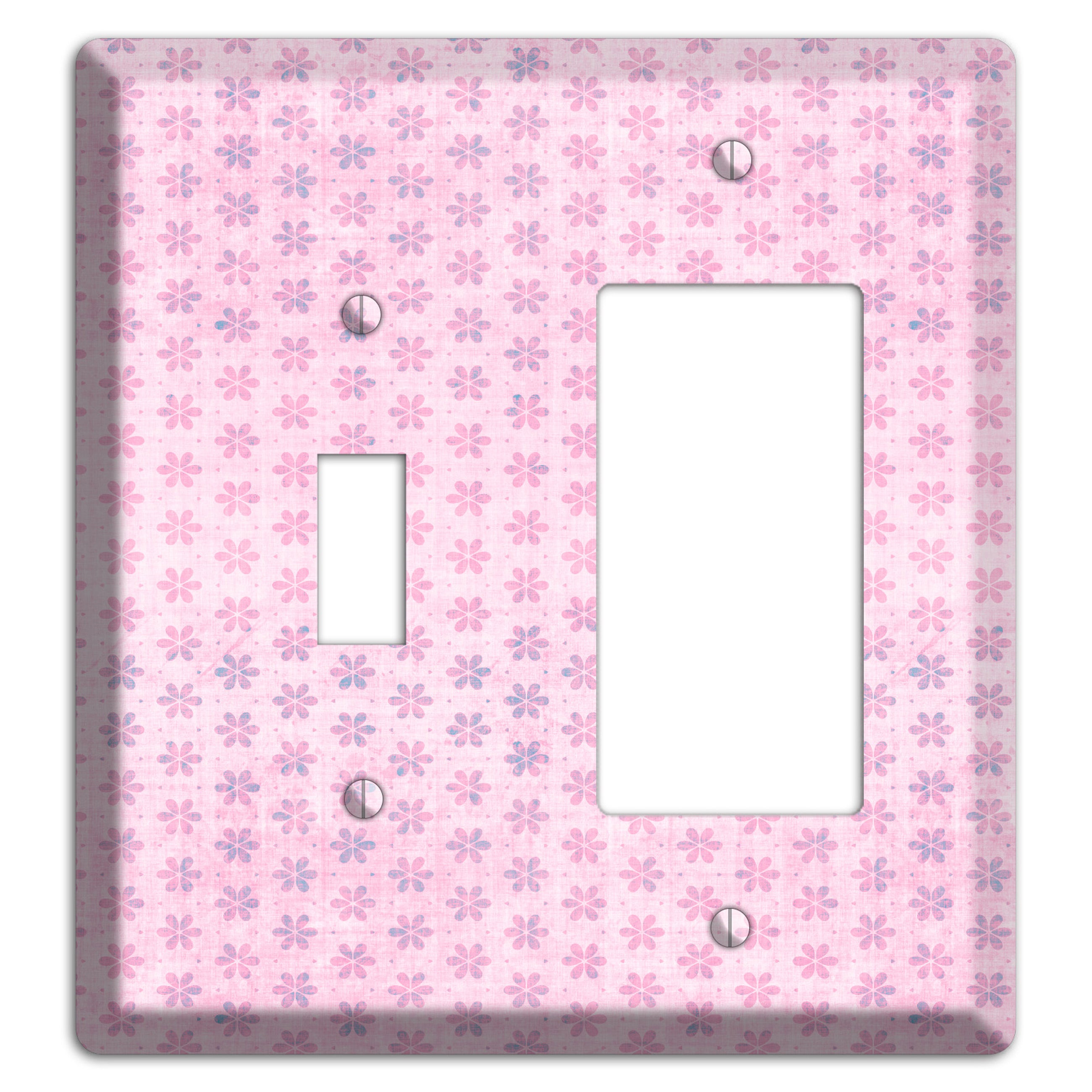 Pink Grunge Floral Contour Toggle / Rocker Wallplate