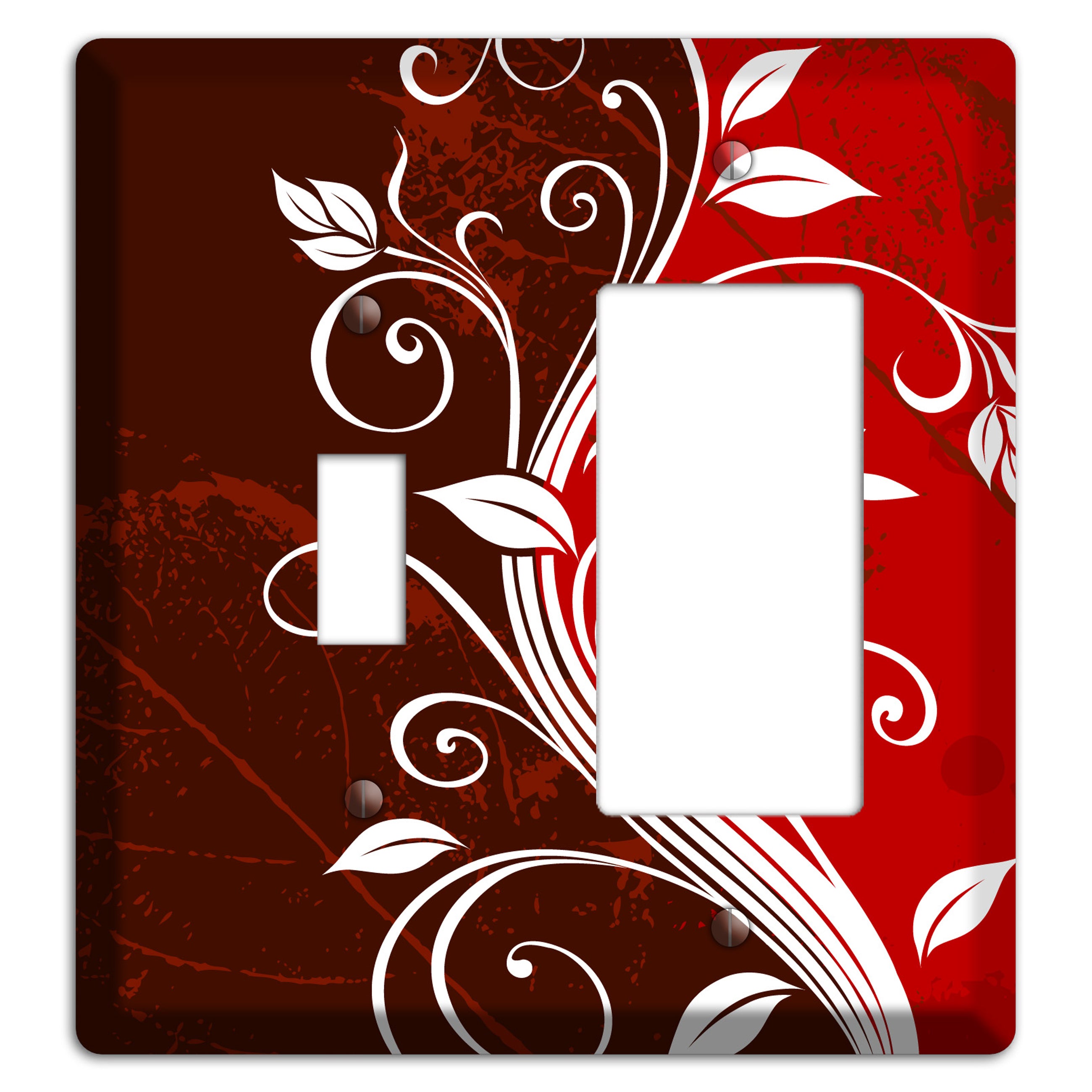 Burgundy and Red Deco Floral Toggle / Rocker Wallplate