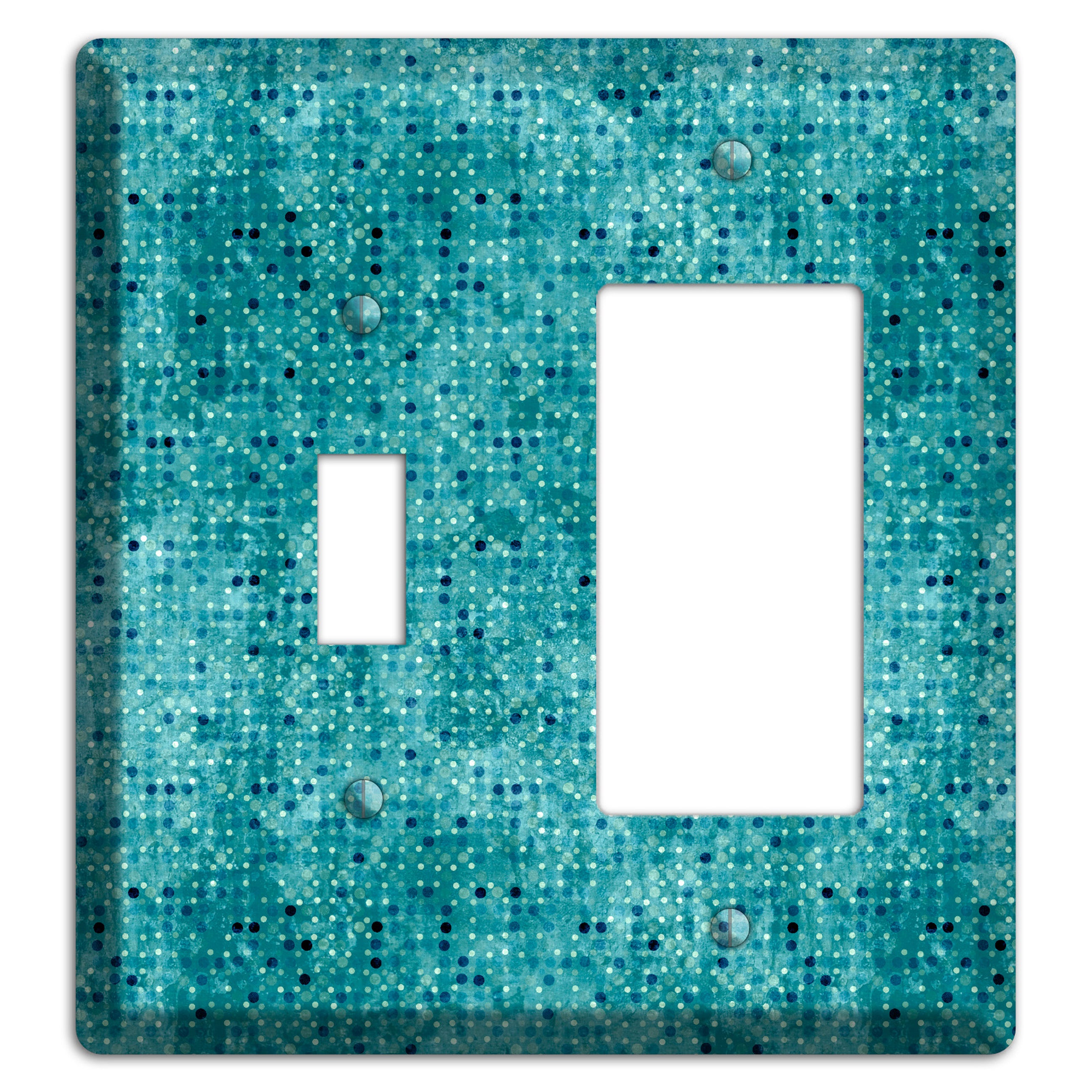 Turquoise Grunge Small Tile Toggle / Rocker Wallplate