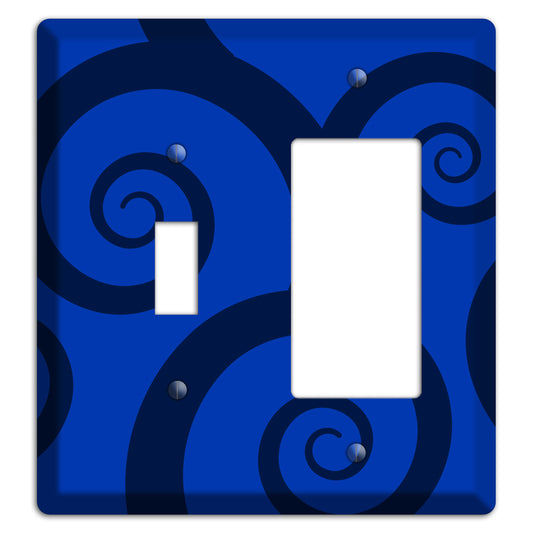 Blue Large Swirl Toggle / Rocker Wallplate