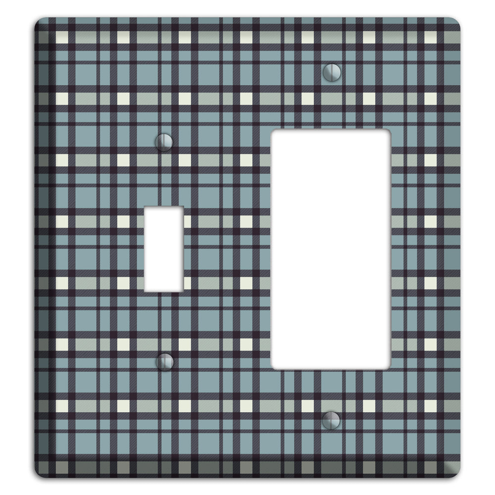 Dusty Blue Plaid Toggle / Rocker Wallplate
