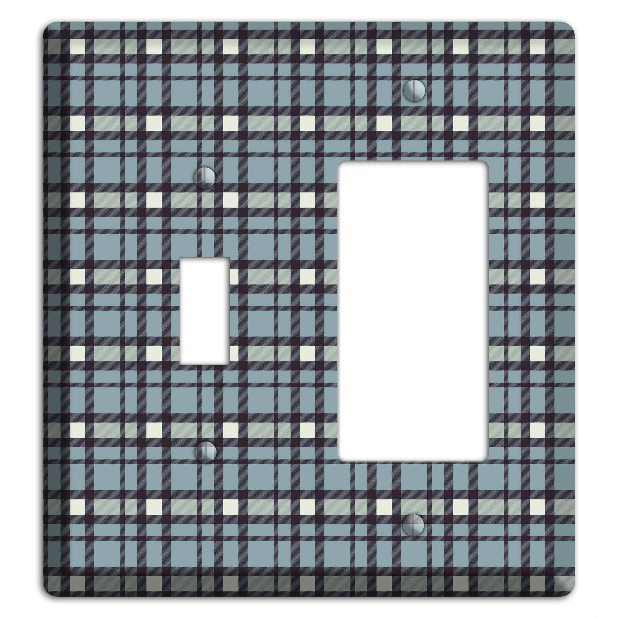 Dusty Blue Plaid Toggle / Rocker Wallplate