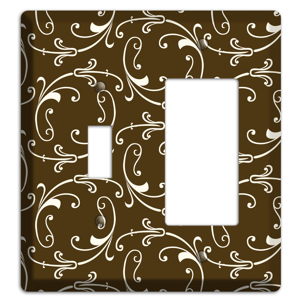 Brown Victorian Sprig Toggle / Rocker Wallplate