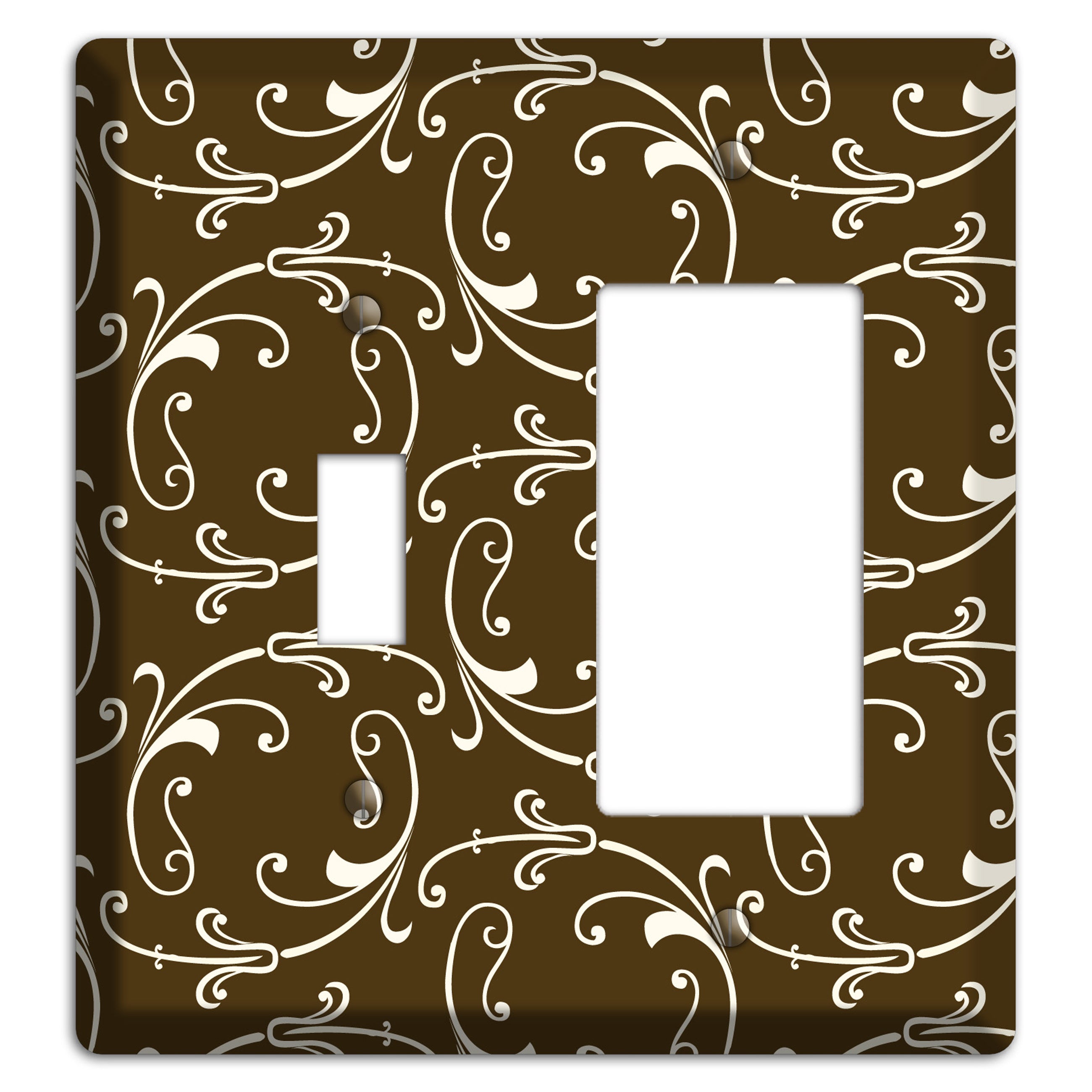 Brown Victorian Sprig Toggle / Rocker Wallplate