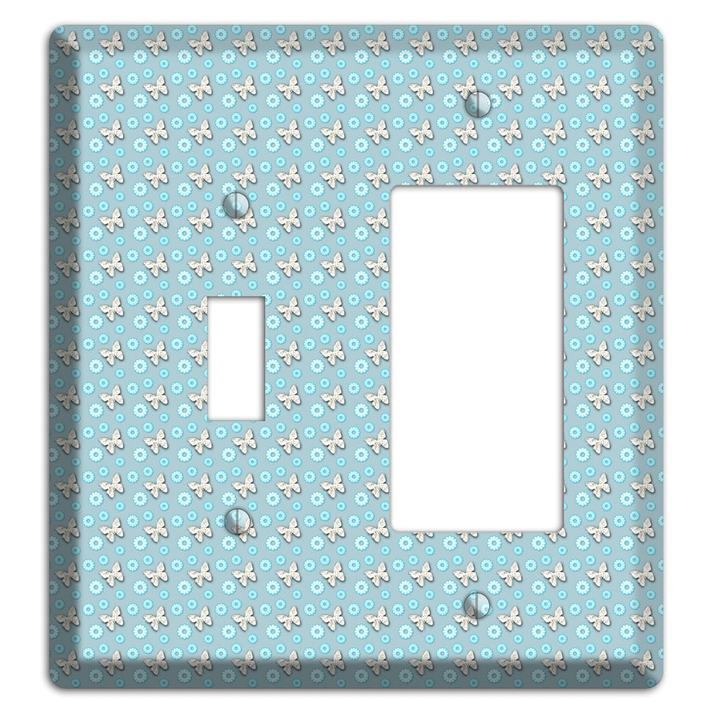 Blue with Butterflies Toggle / Rocker Wallplate