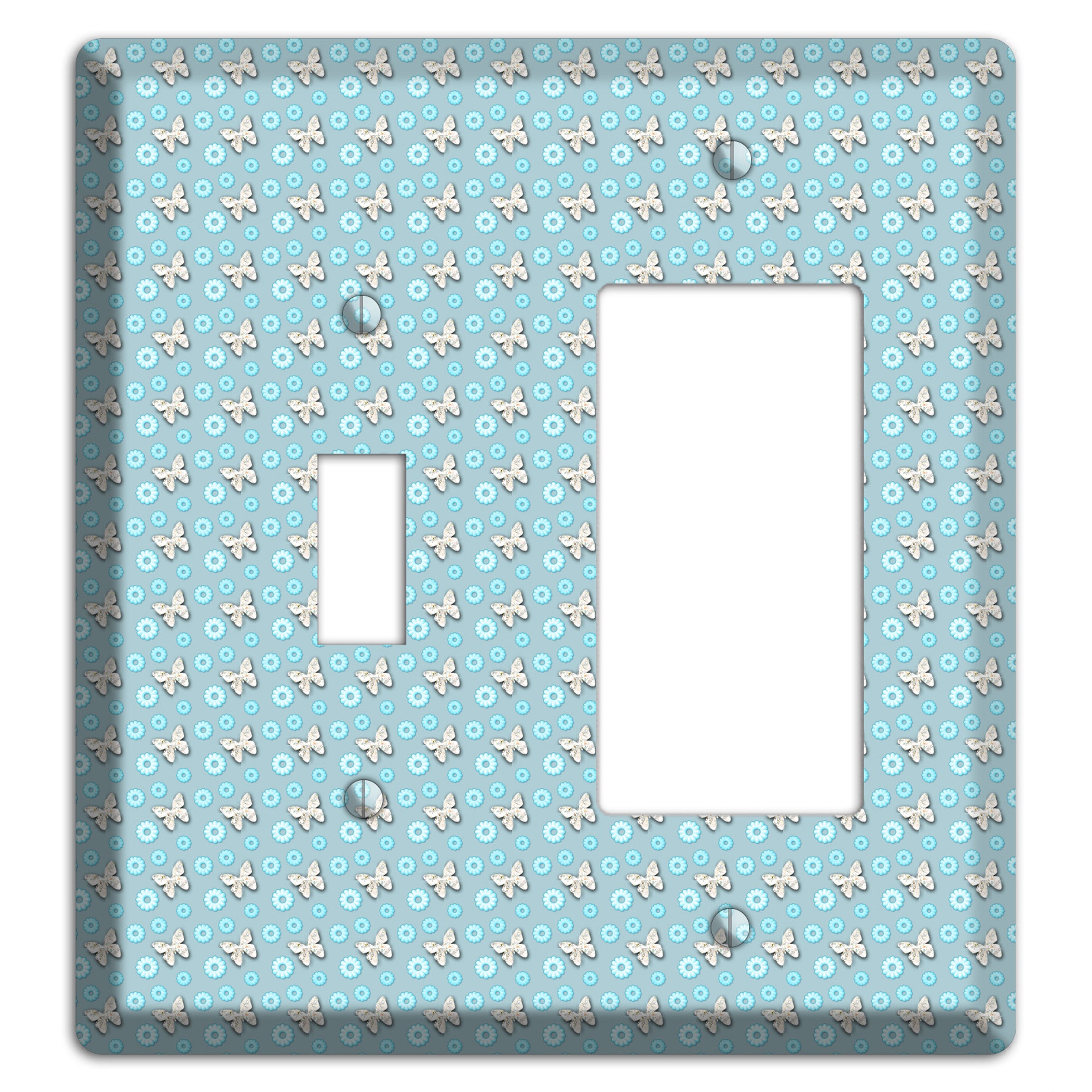 Blue with Butterflies Toggle / Rocker Wallplate