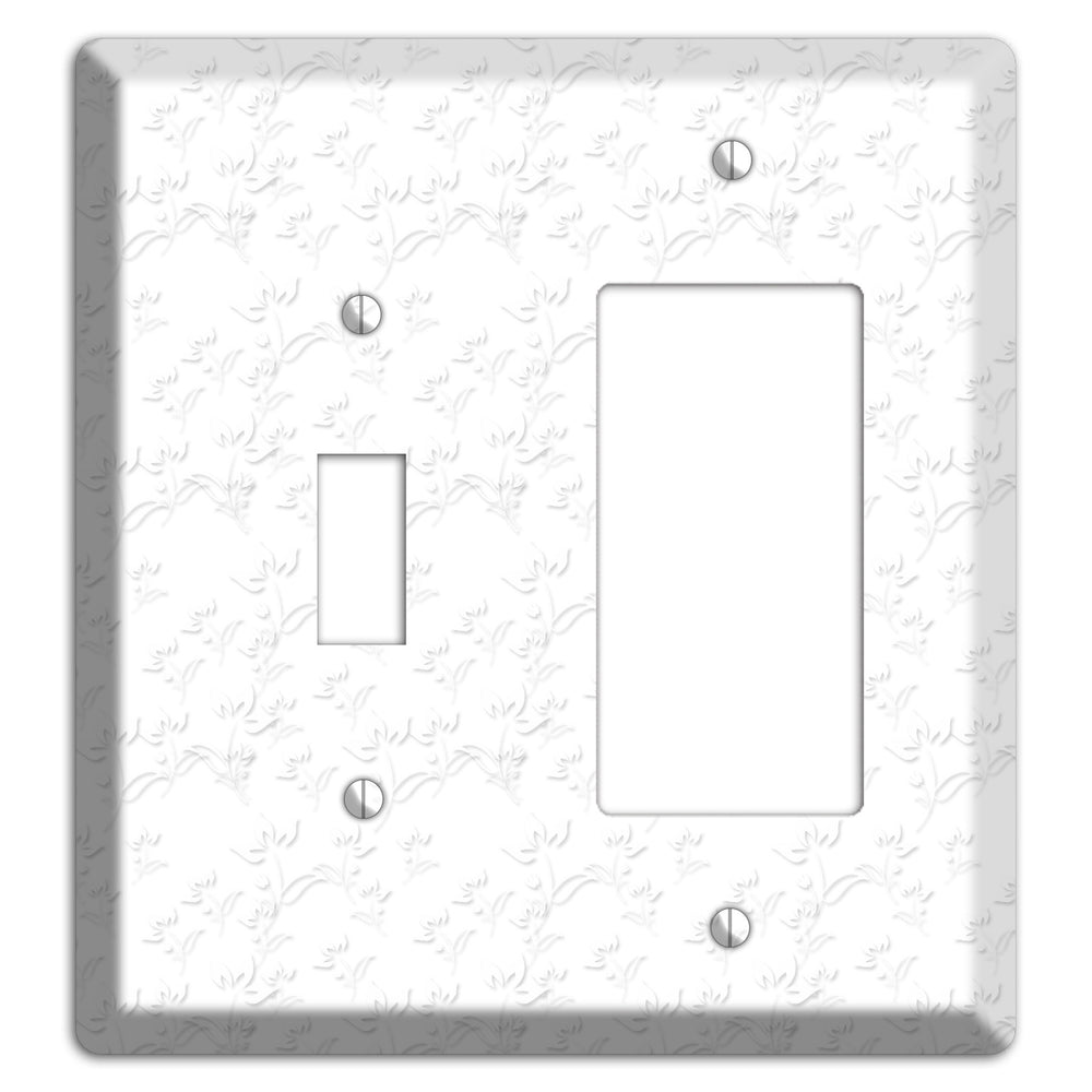 White with Grey Sprig Toggle / Rocker Wallplate