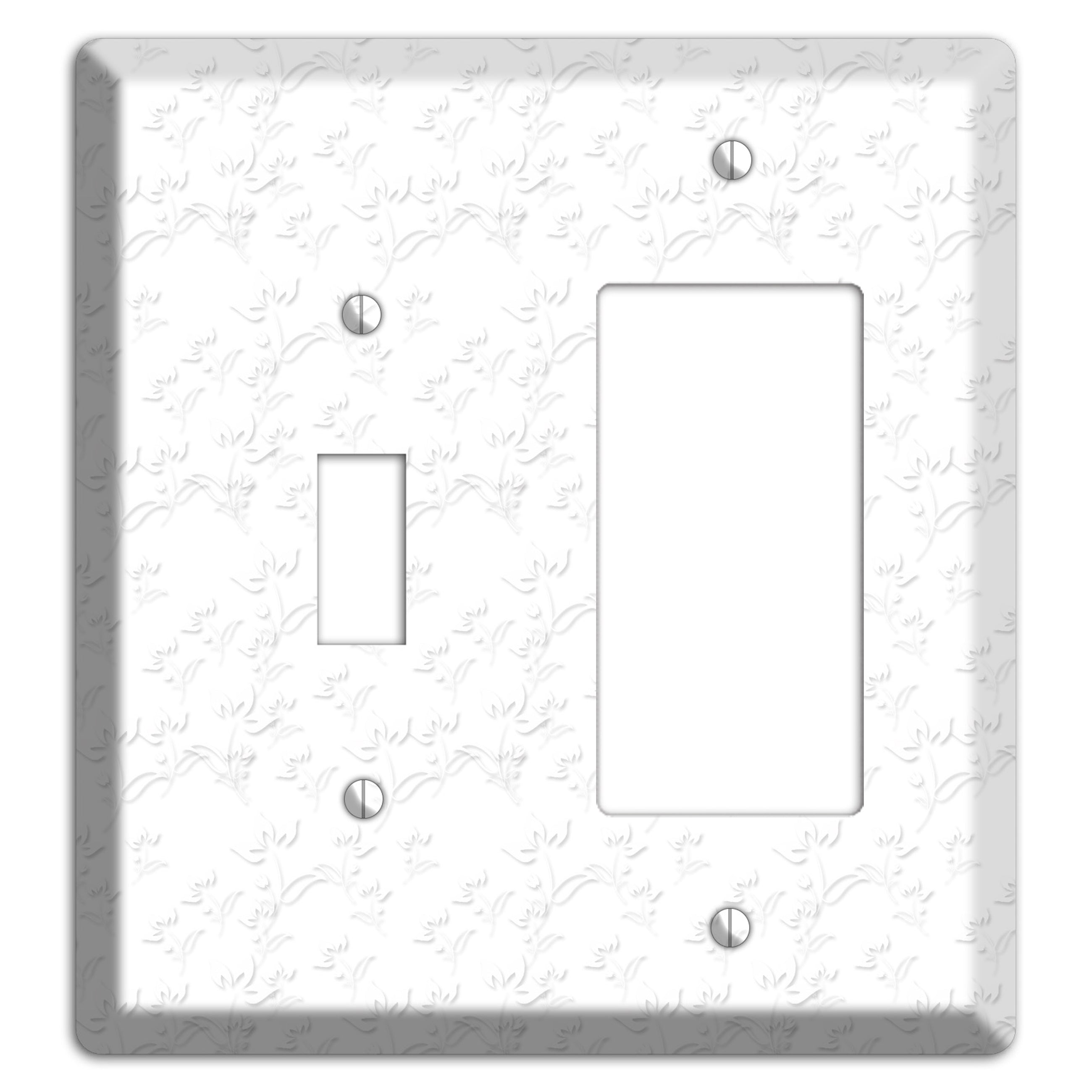 White with Grey Sprig Toggle / Rocker Wallplate