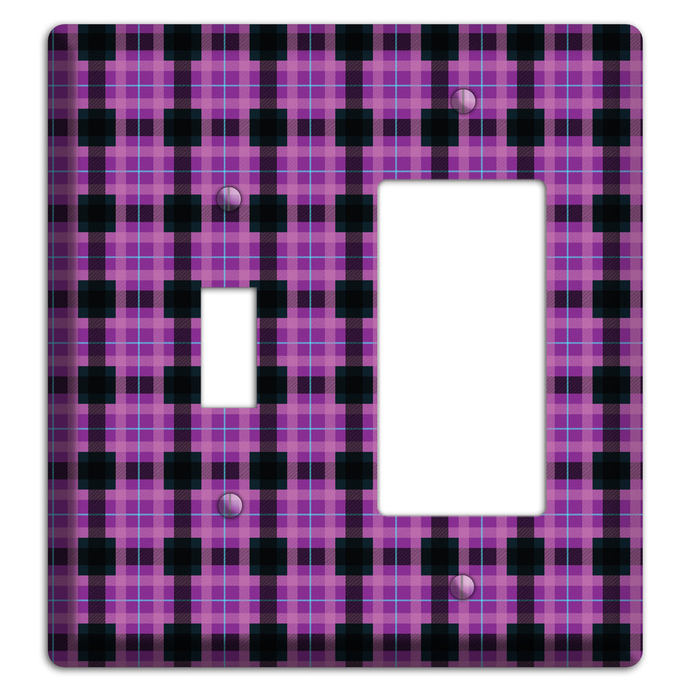 Purple and Black Plaid Toggle / Rocker Wallplate