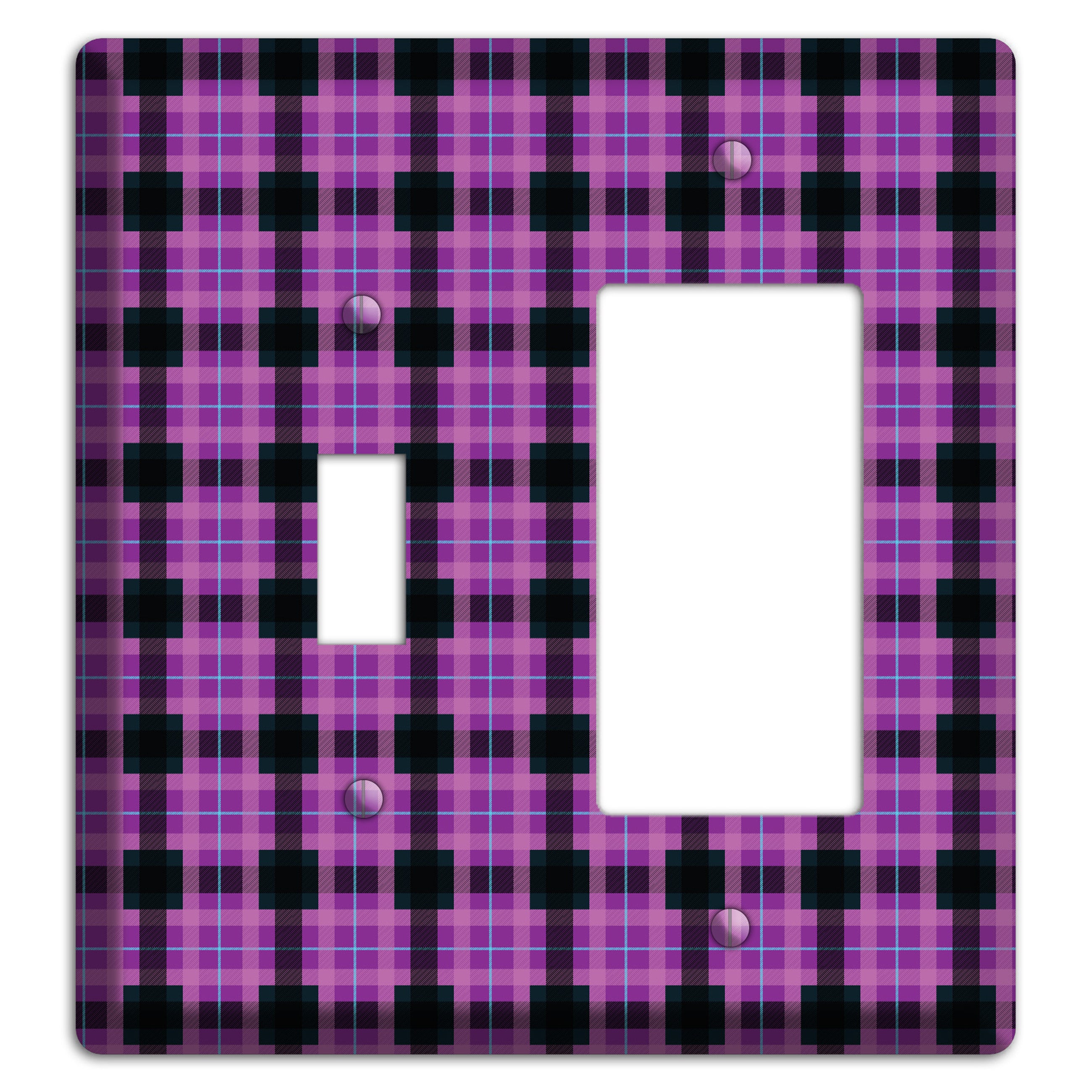 Purple and Black Plaid Toggle / Rocker Wallplate