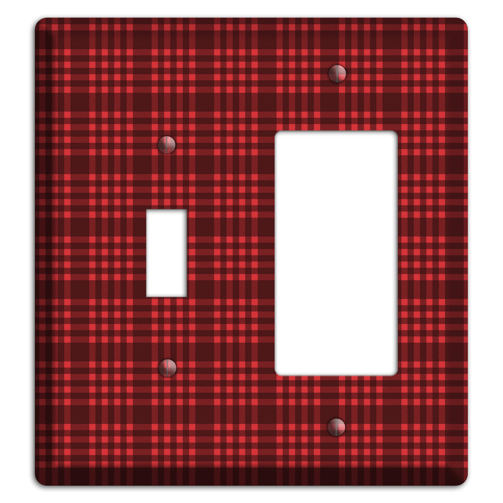 Maroon Plaid Toggle / Rocker Wallplate