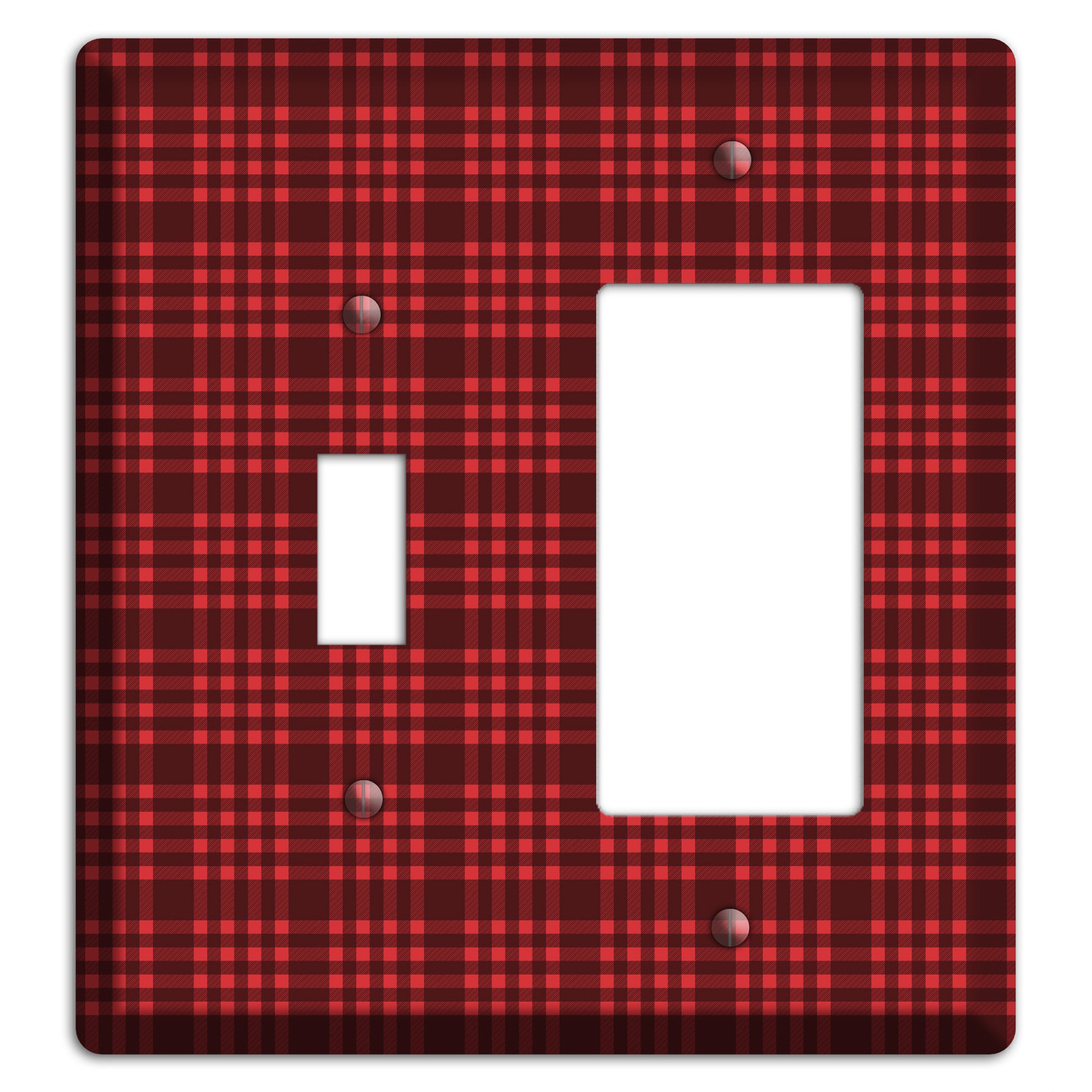 Maroon Plaid Toggle / Rocker Wallplate