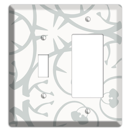 White with Grey Abstract Swirl Toggle / Rocker Wallplate