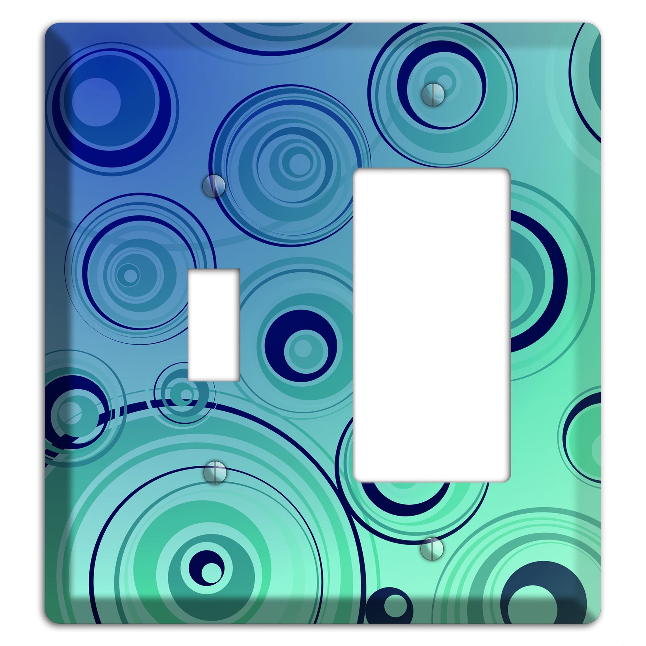Blue and Green Circles Toggle / Rocker Wallplate
