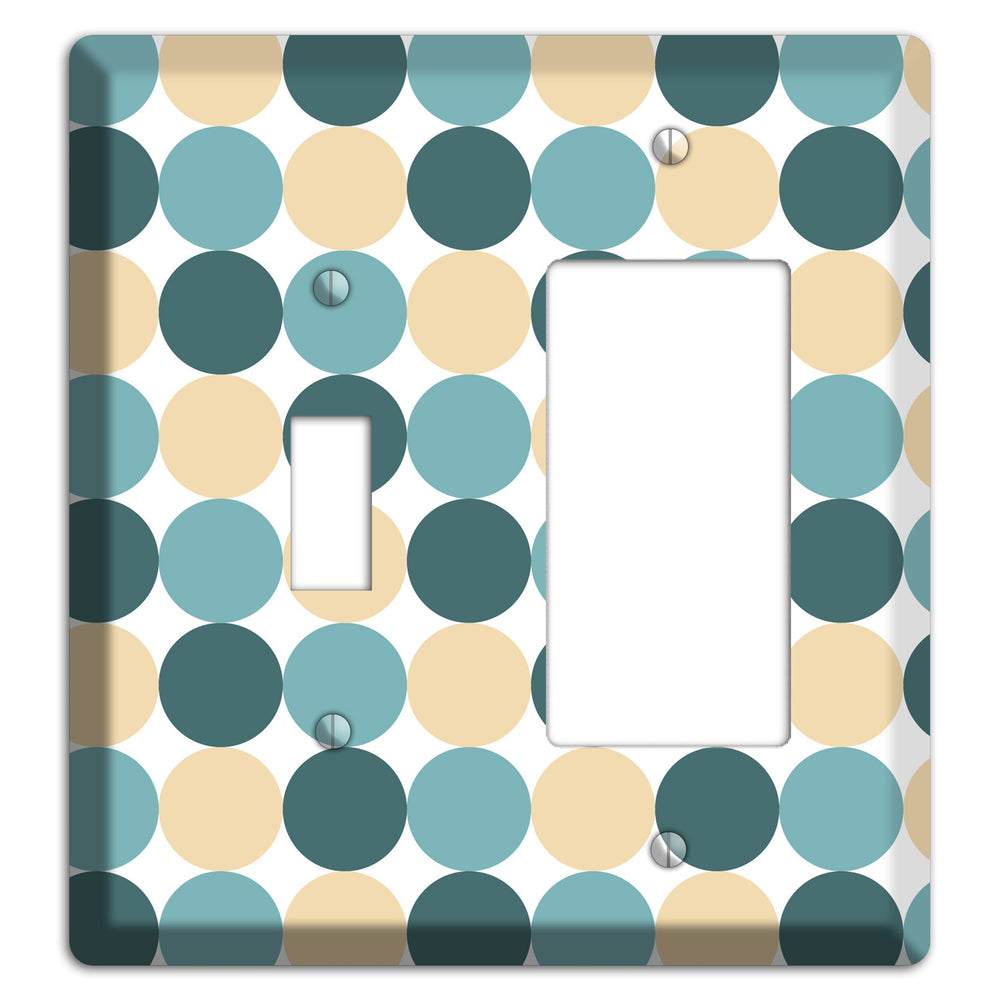 Dusty Blue Beige Tiled Dots Toggle / Rocker Wallplate