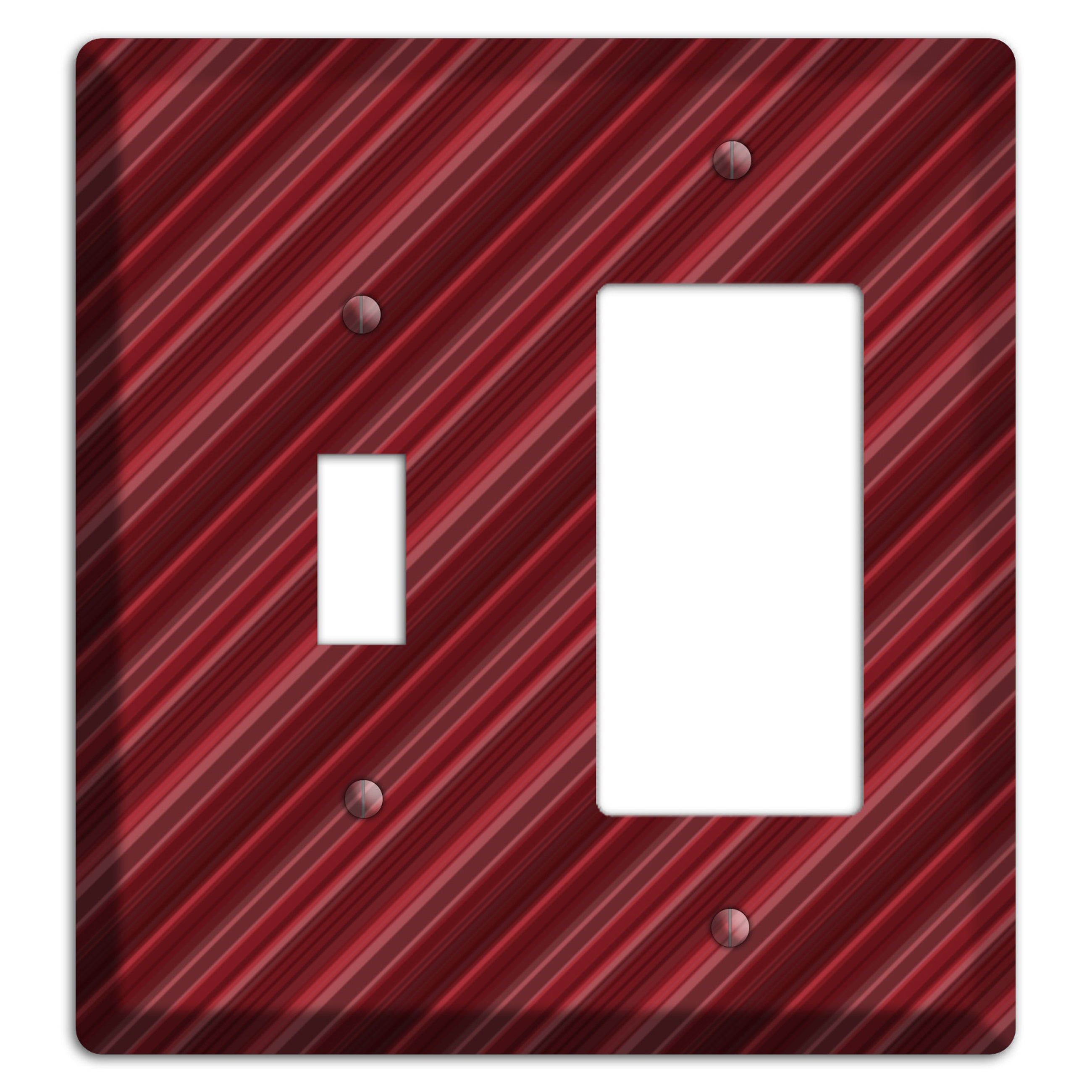 Burgundy Multi Angled Stripes Toggle / Rocker Wallplate