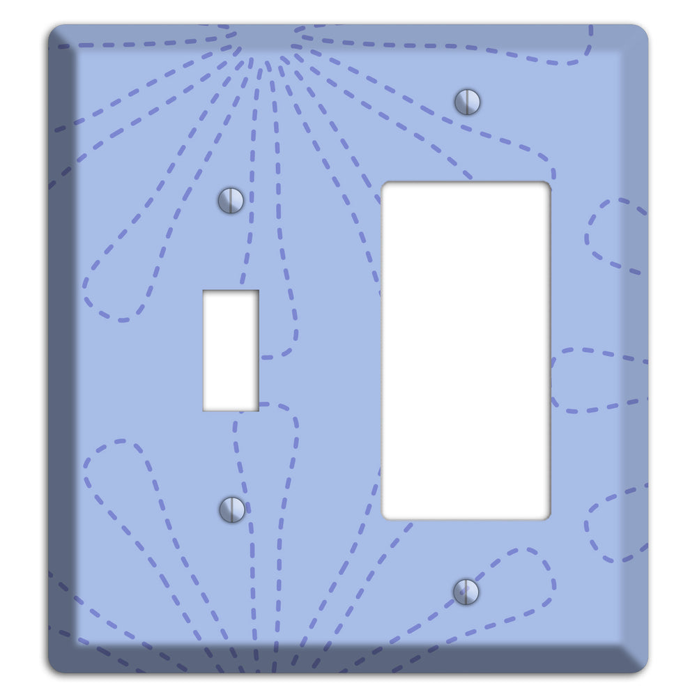 Periwinkle Retro Stipple Floral Contour Toggle / Rocker Wallplate