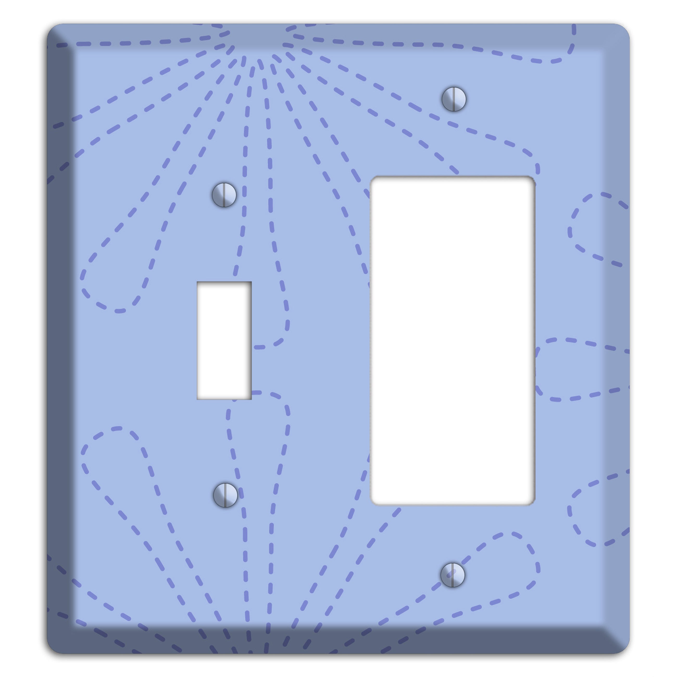 Periwinkle Retro Stipple Floral Contour Toggle / Rocker Wallplate