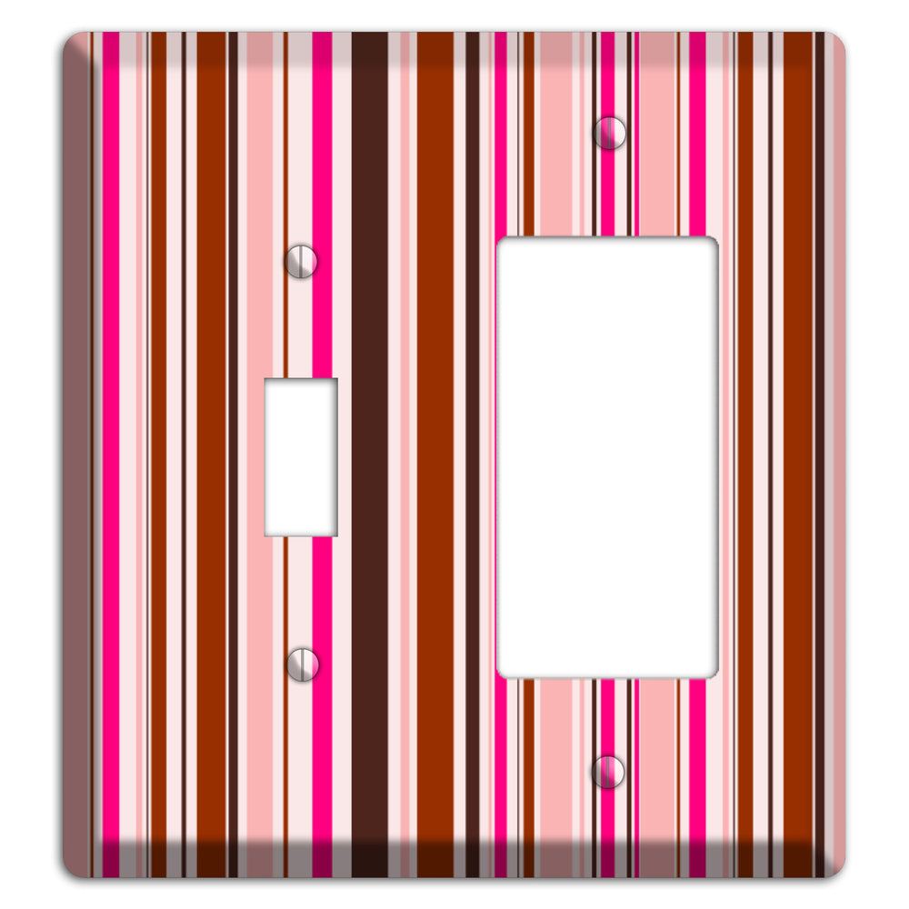 Pink Stripes Toggle / Rocker Wallplate