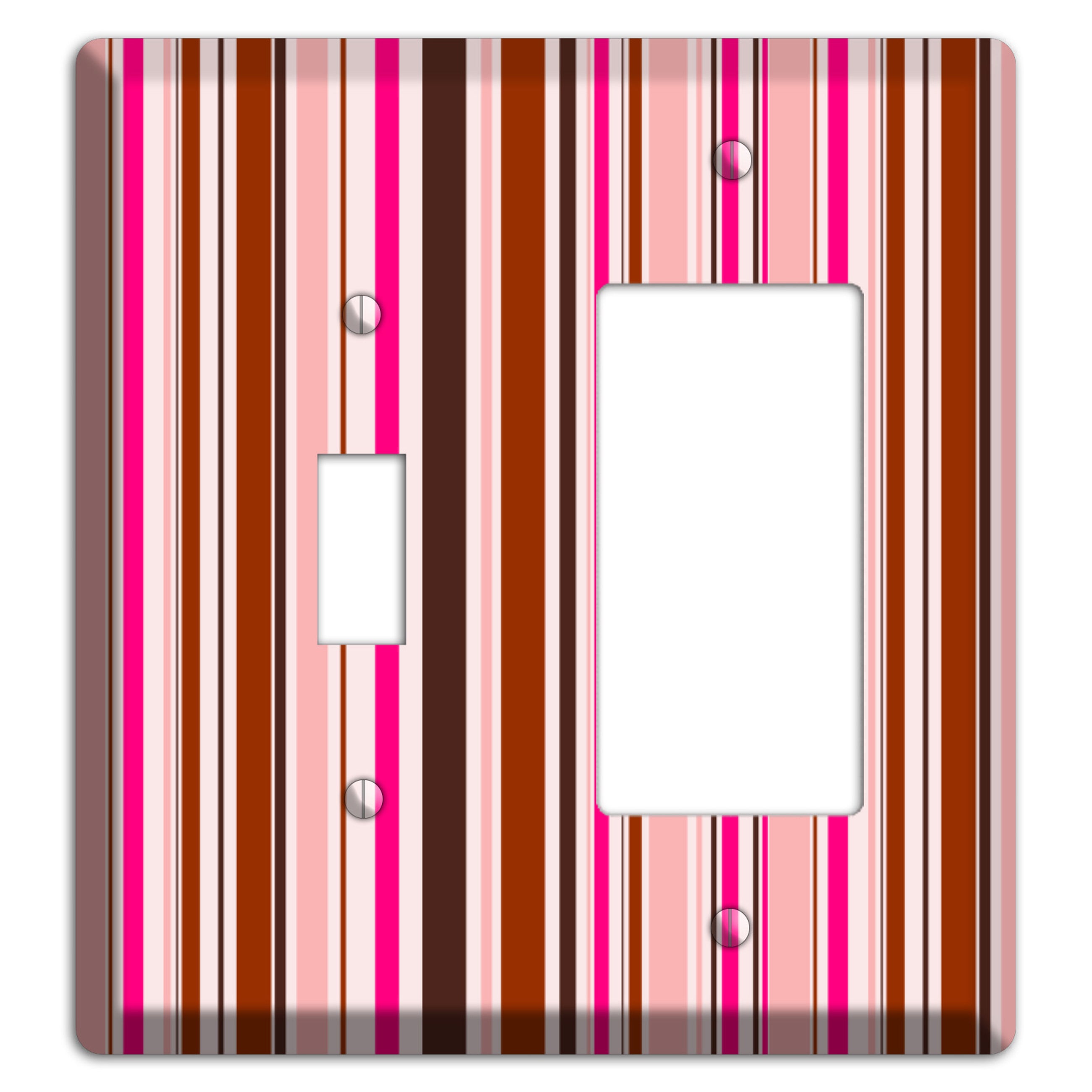 Pink Stripes Toggle / Rocker Wallplate