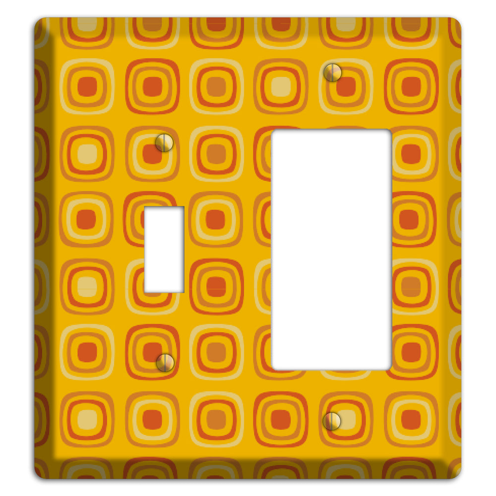 Multi Orange Red Retro Squares Toggle / Rocker Wallplate