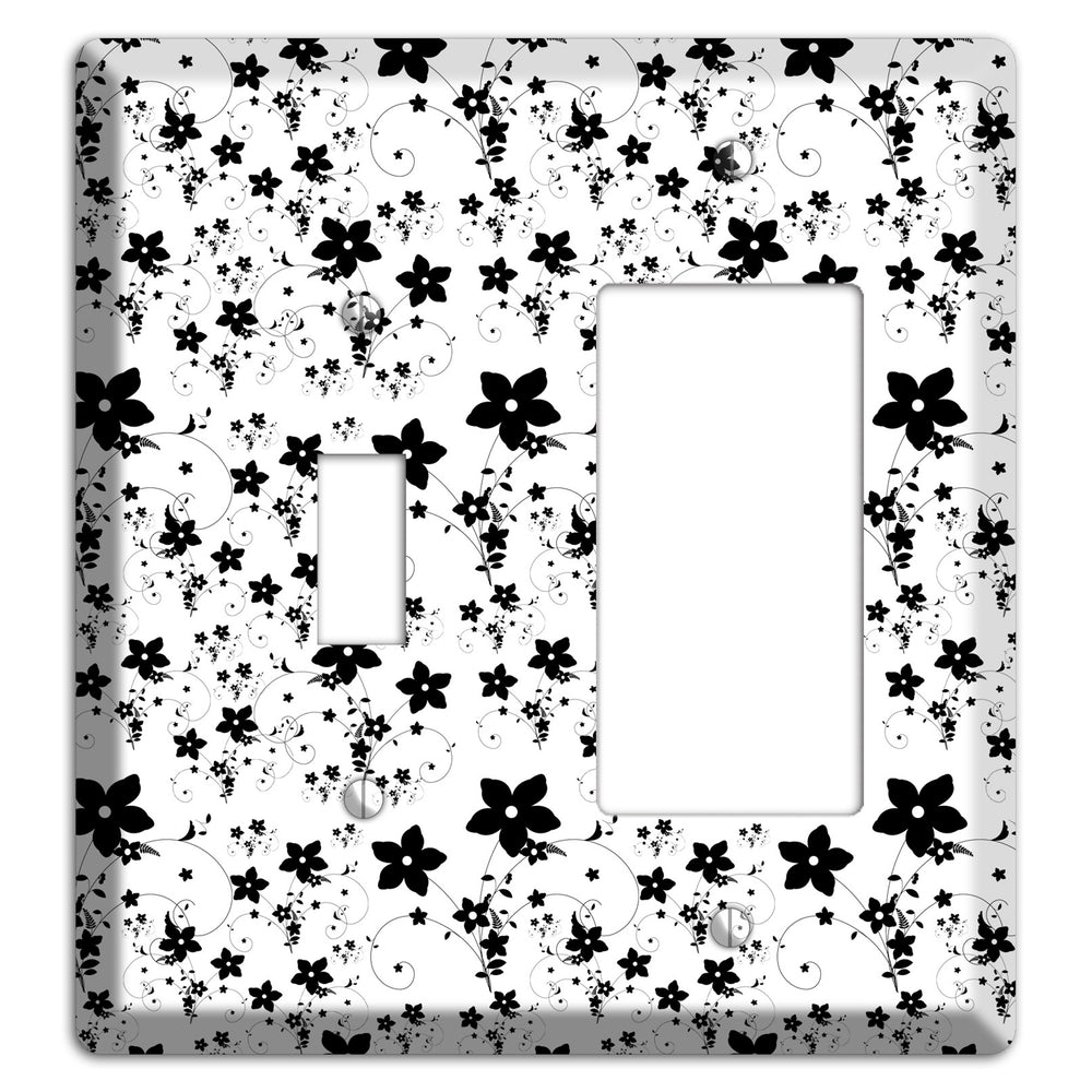 Black and White Flowers Toggle / Rocker Wallplate