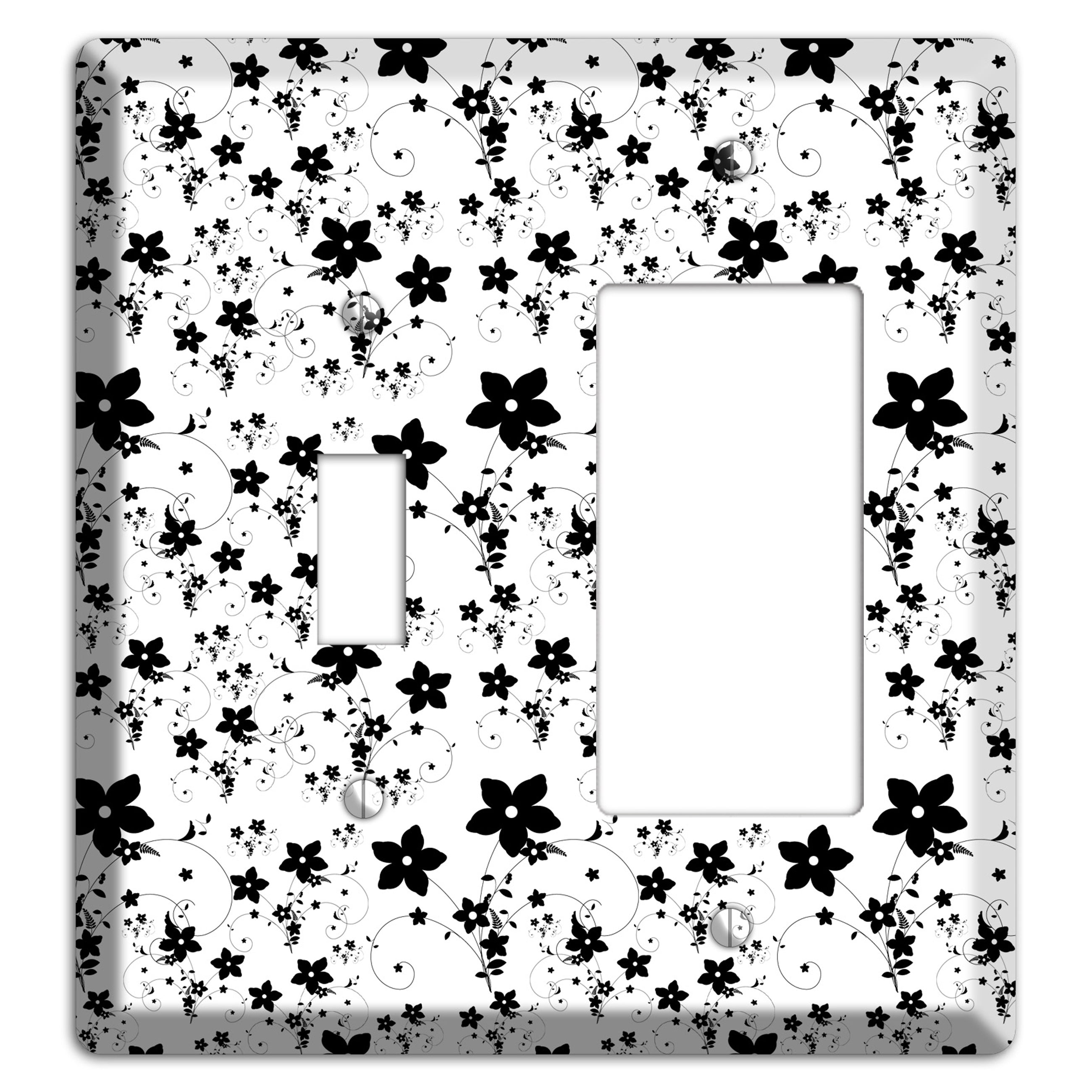 Black and White Flowers Toggle / Rocker Wallplate
