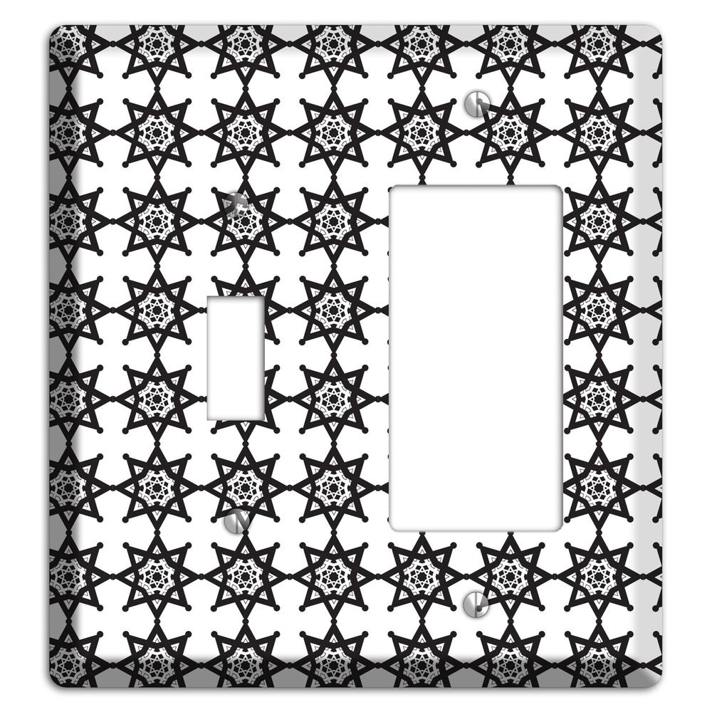 White with Black Arabesque Aster Toggle / Rocker Wallplate