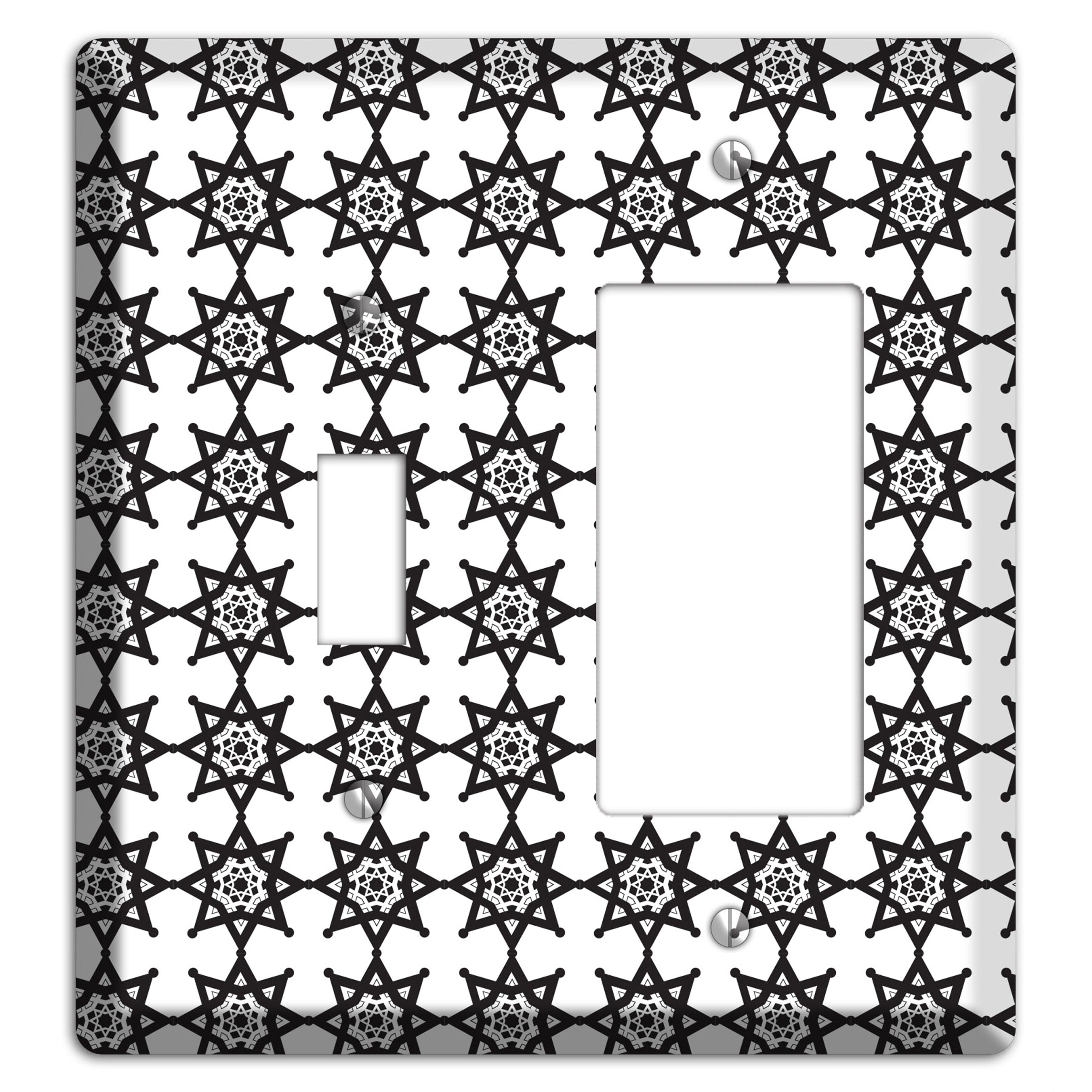 White with Black Arabesque Aster Toggle / Rocker Wallplate