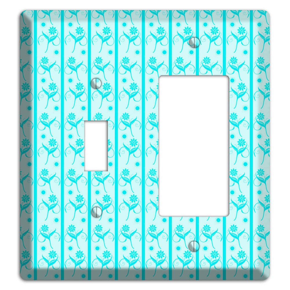 Teal Floral Pattern Toggle / Rocker Wallplate