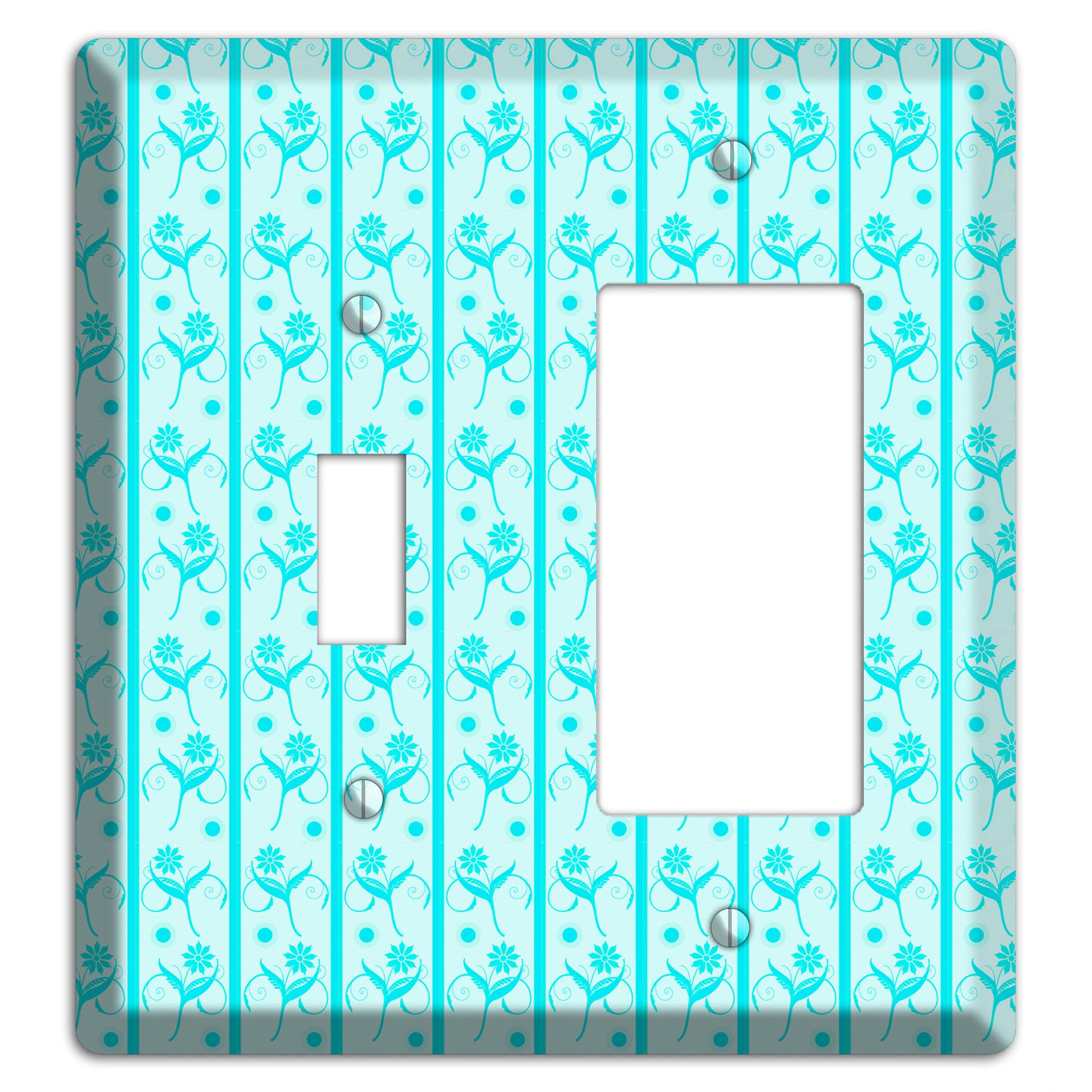 Teal Floral Pattern Toggle / Rocker Wallplate
