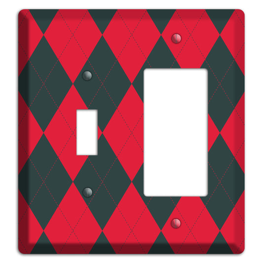 Red and Black Argyle Toggle / Rocker Wallplate