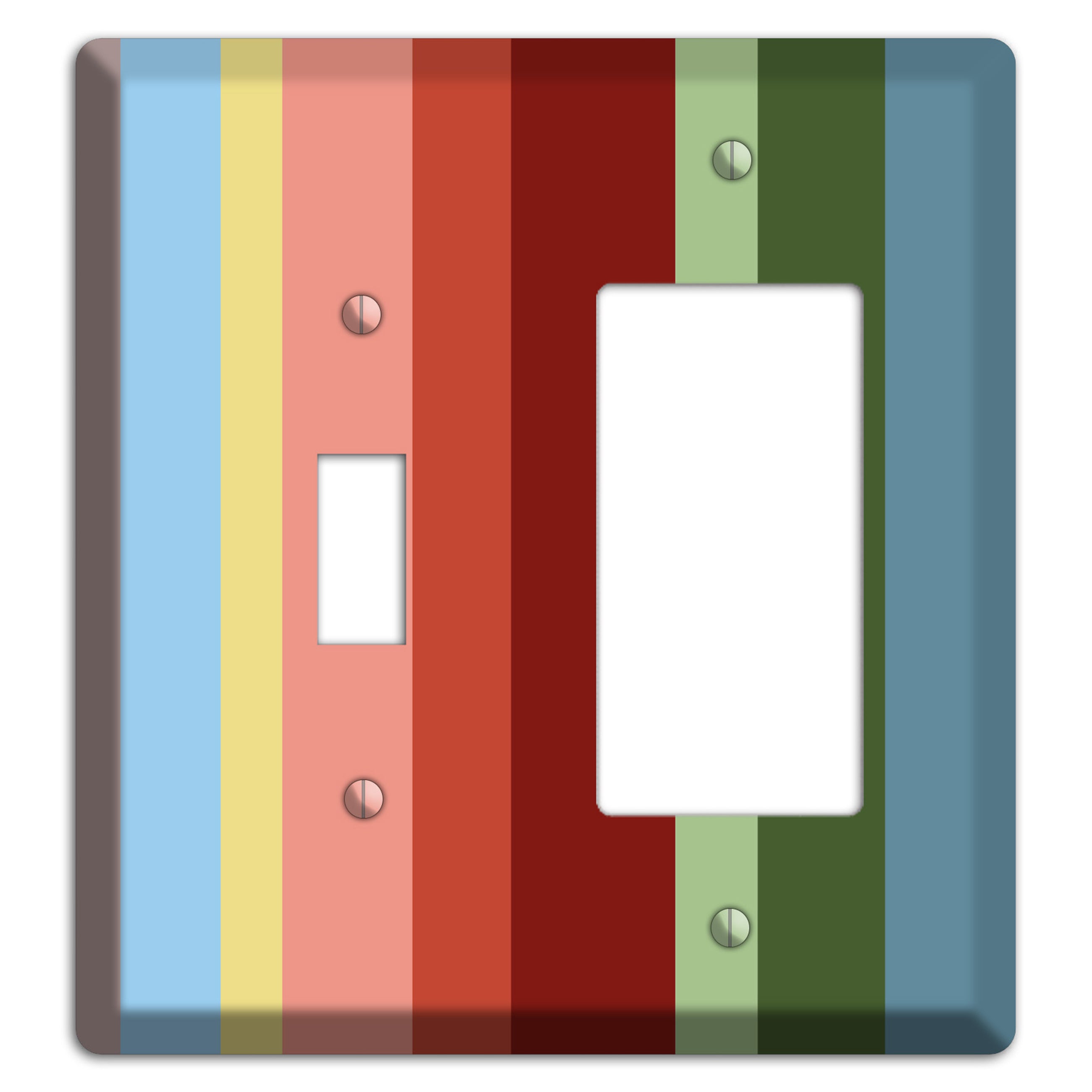 Multi Pastel Vertical Stripe Toggle / Rocker Wallplate