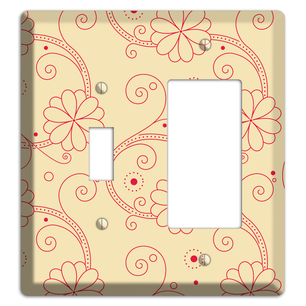 Off White Floral Swirl Toggle / Rocker Wallplate