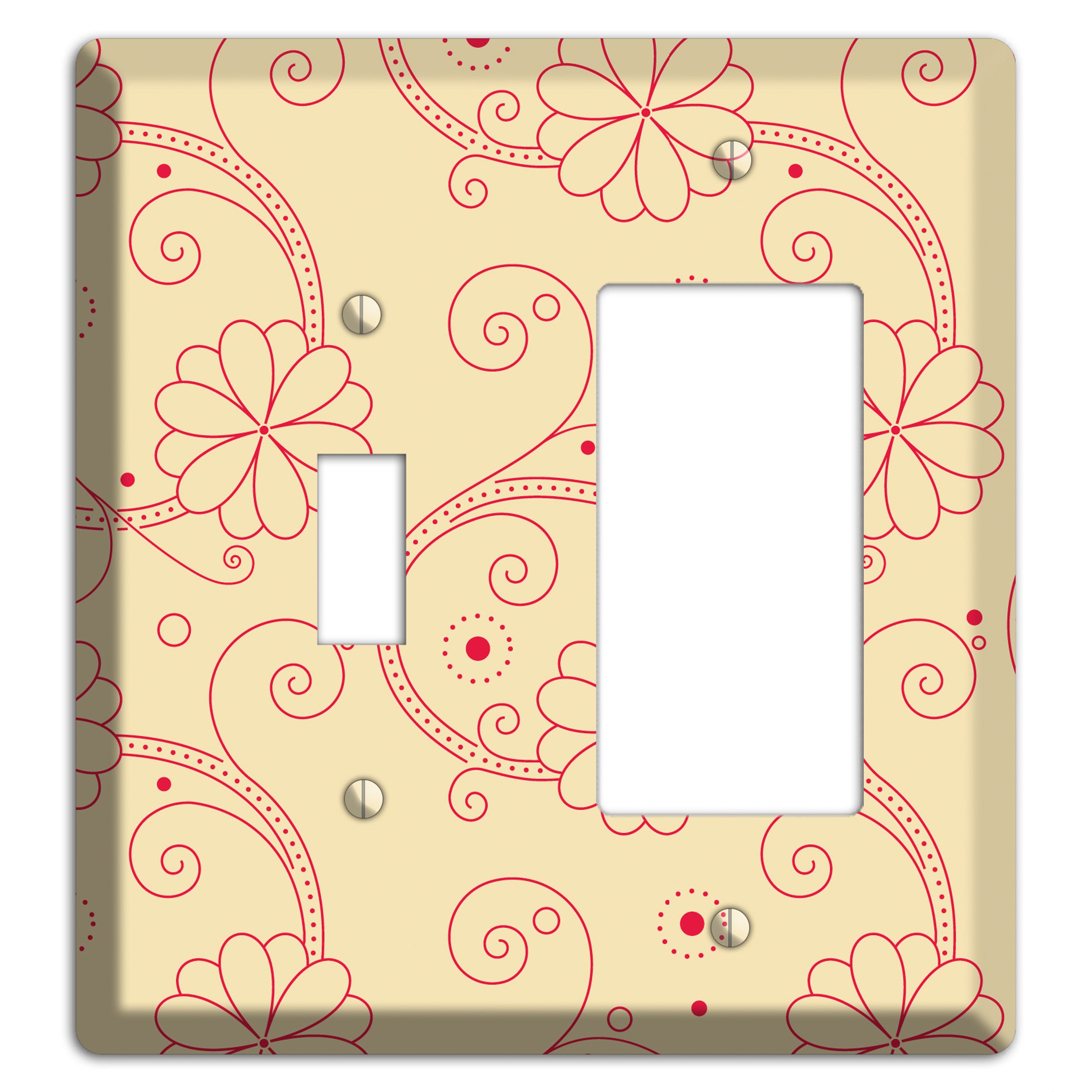 Off White Floral Swirl Toggle / Rocker Wallplate