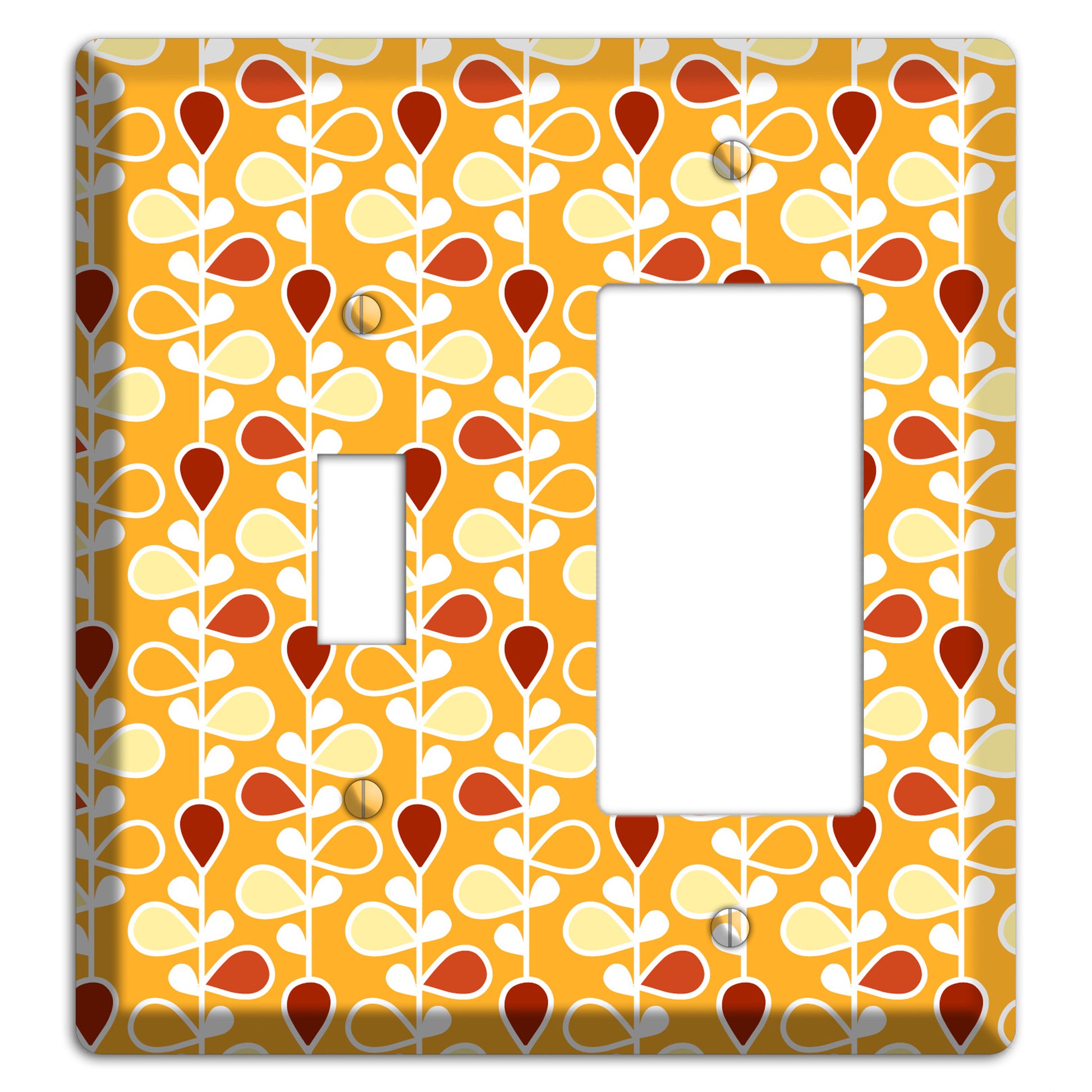 Orange with Yellow and Red Drop and Vine Toggle / Rocker Wallplate