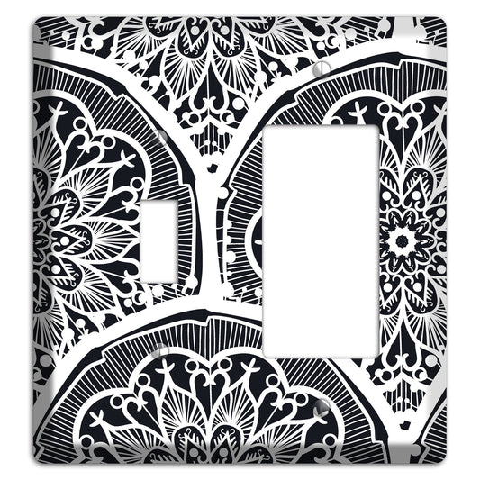Mandala Black and White Style O Cover Plates Toggle / Rocker Wallplate