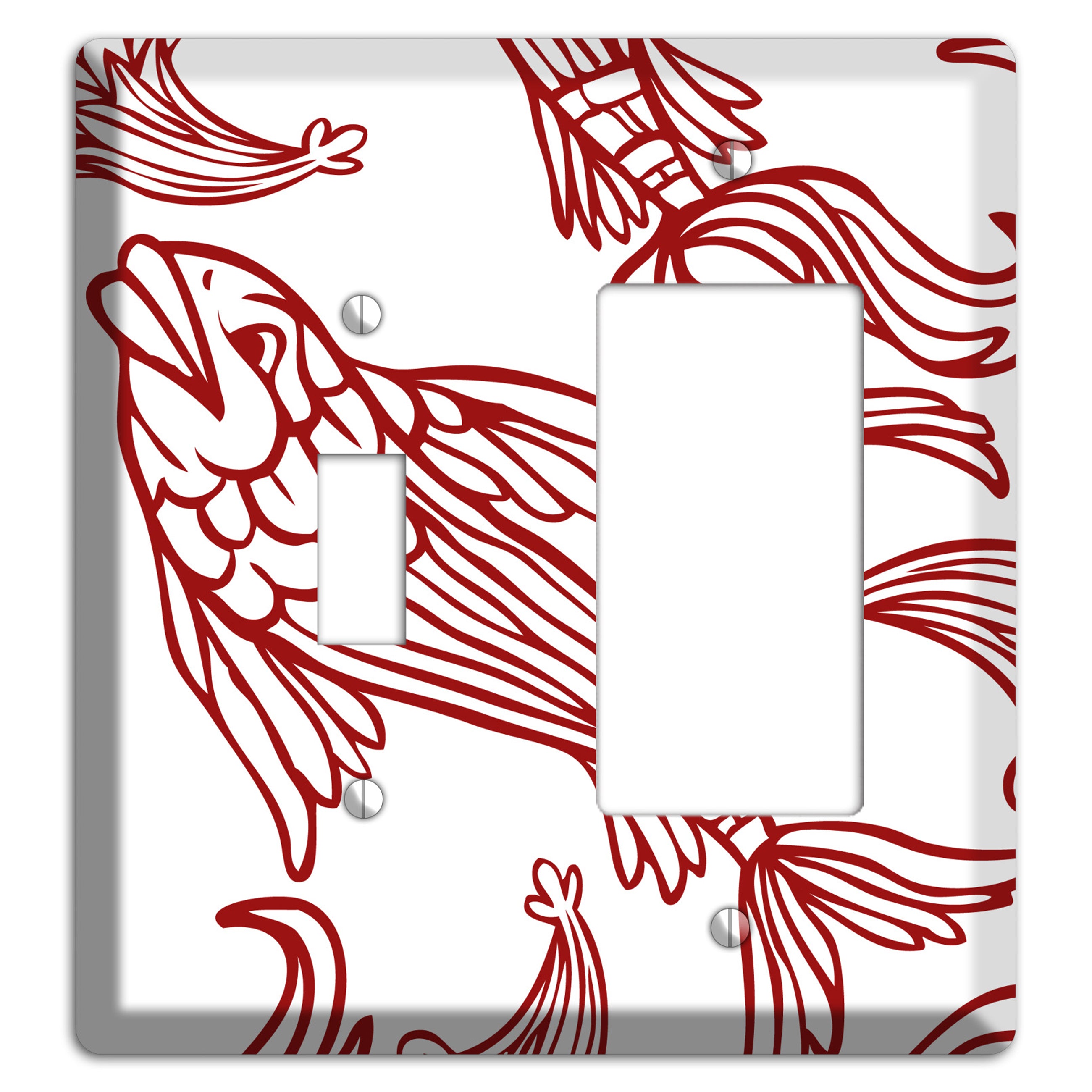 Red and White Koi Toggle / Rocker Wallplate