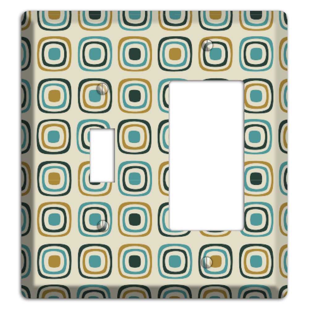 Yellow and Blue Rounded Squares Toggle / Rocker Wallplate